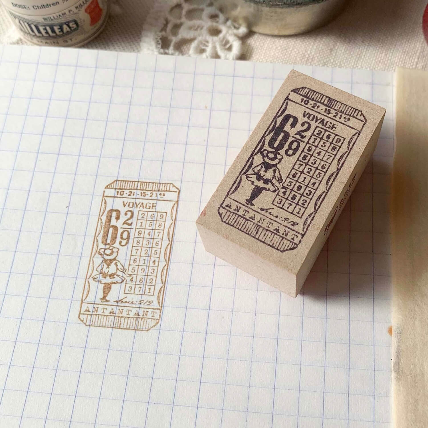 Ant's Ticket-Style Rubber Stamp – Voyage
