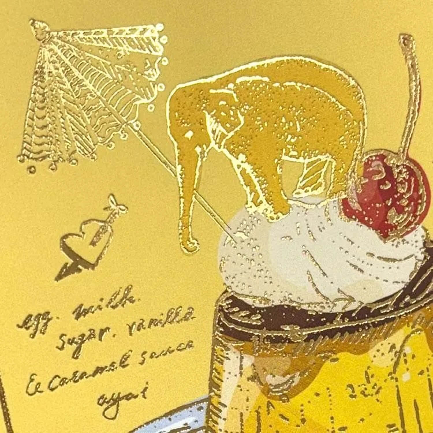 Aya Inoue Gold Foil Postcard – Pudding
