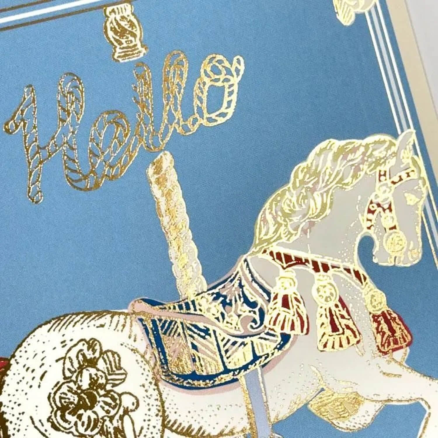 Aya Inoue Gold Foil Postcard – Rocking Horse