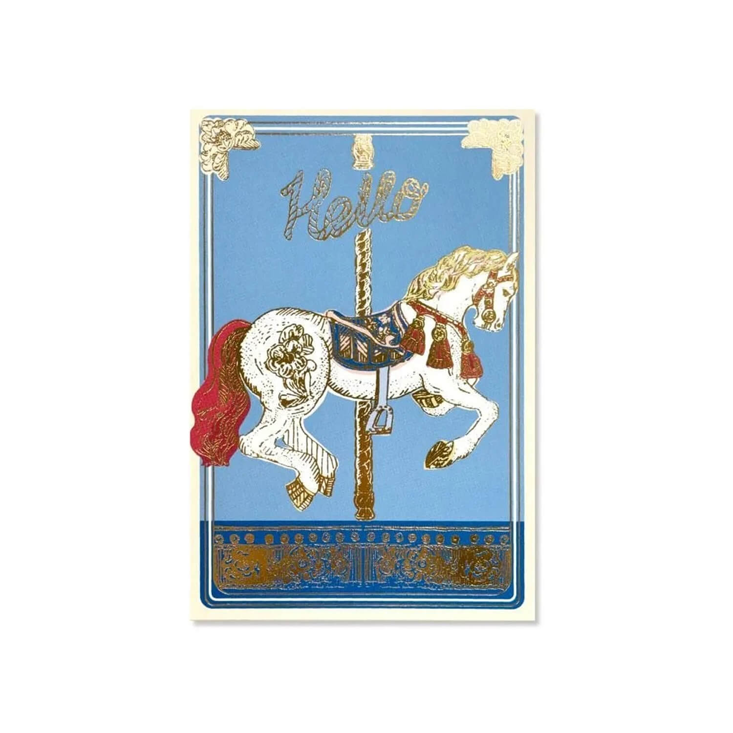 Aya Inoue Gold Foil Postcard – Rocking Horse