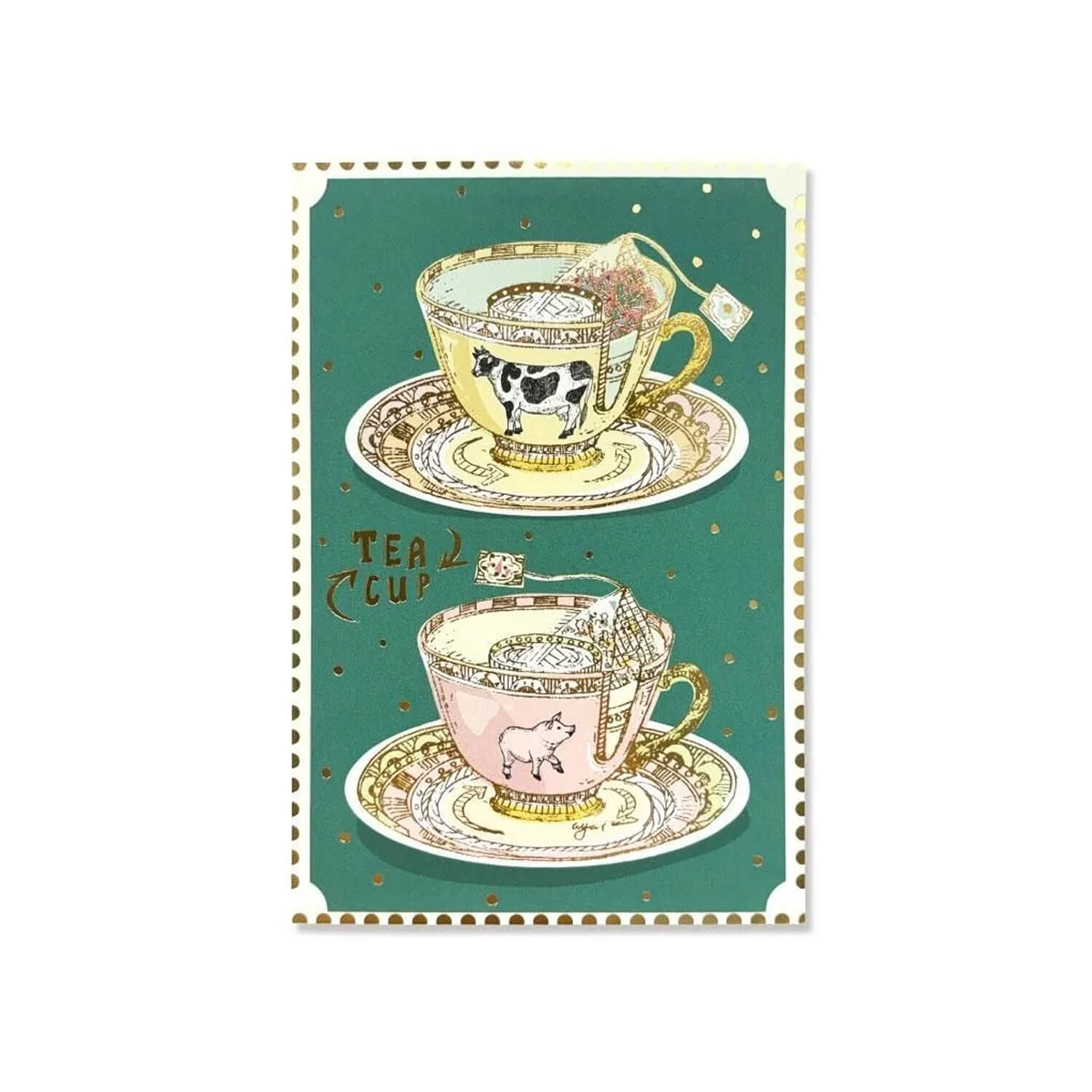 Aya Inoue Gold Foil Postcard – Teacup