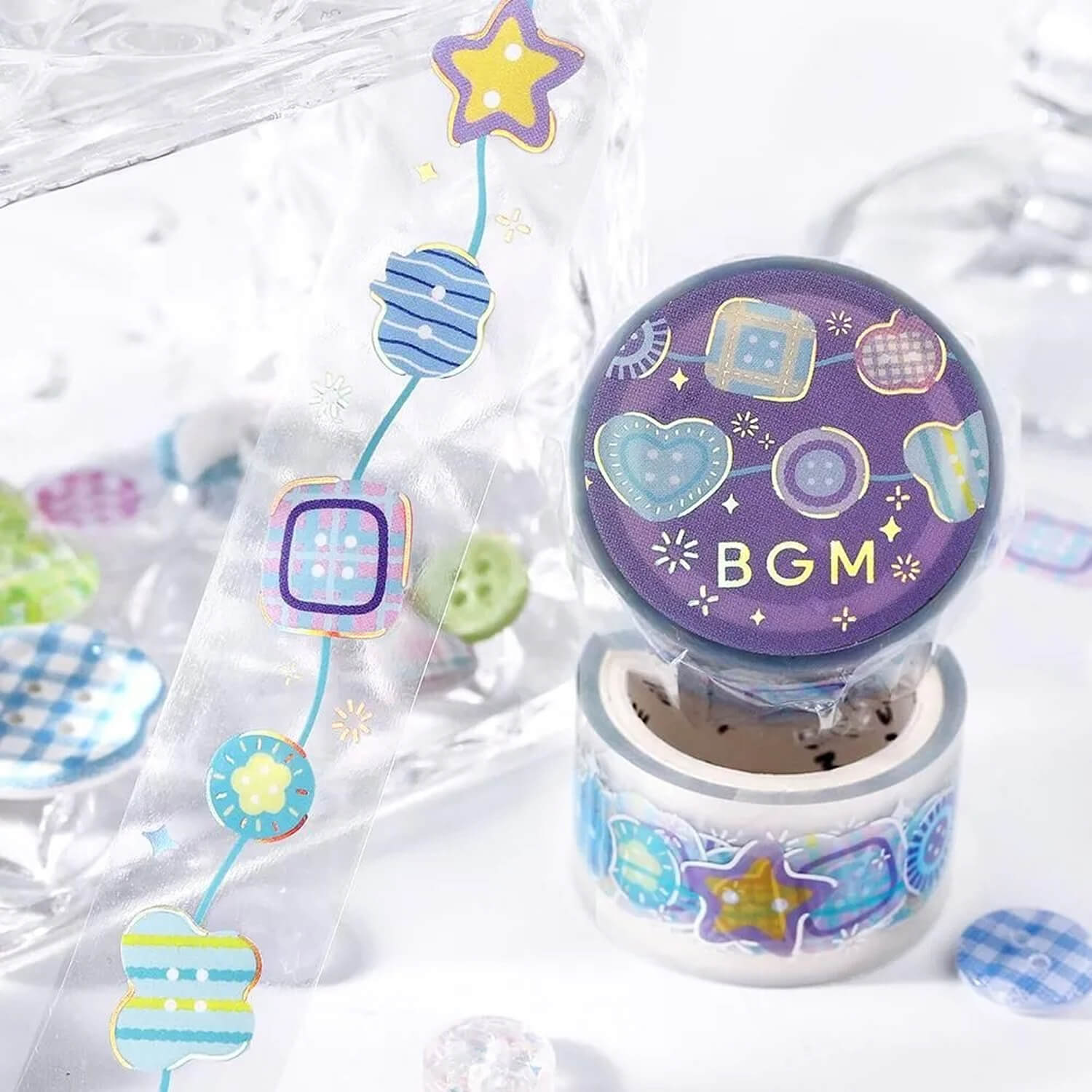 BGM Clear Tape - Colorful Buttons