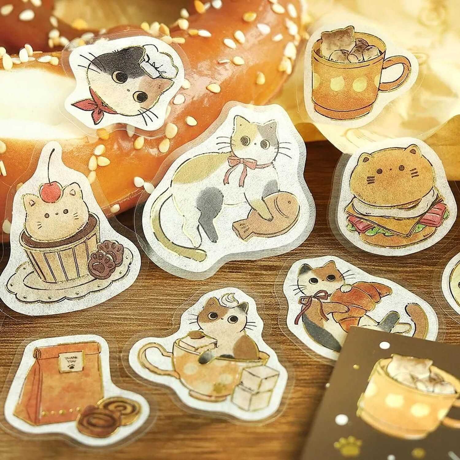 BGM Welcome Meow Foil Flake Stickers - Calico Cat Cafe