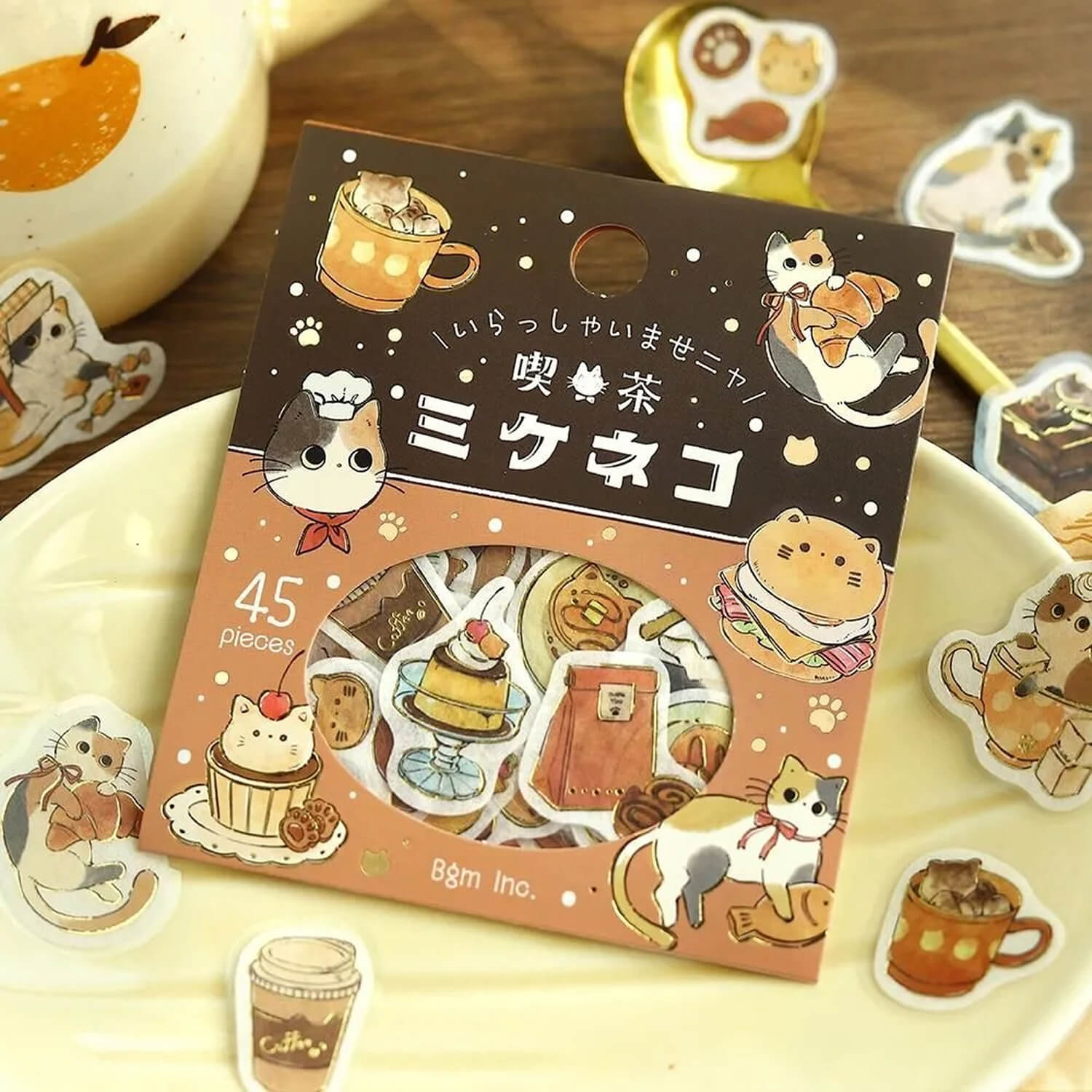 BGM Welcome Meow Foil Flake Stickers - Calico Cat Cafe