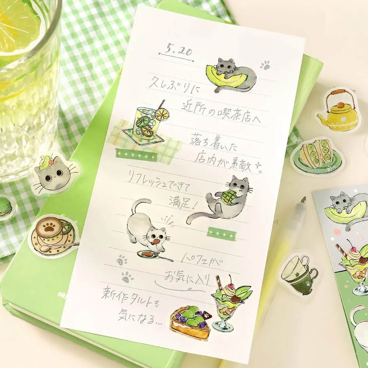 BGM Welcome Meow Foil Flake Stickers - Gray Cat Cafe
