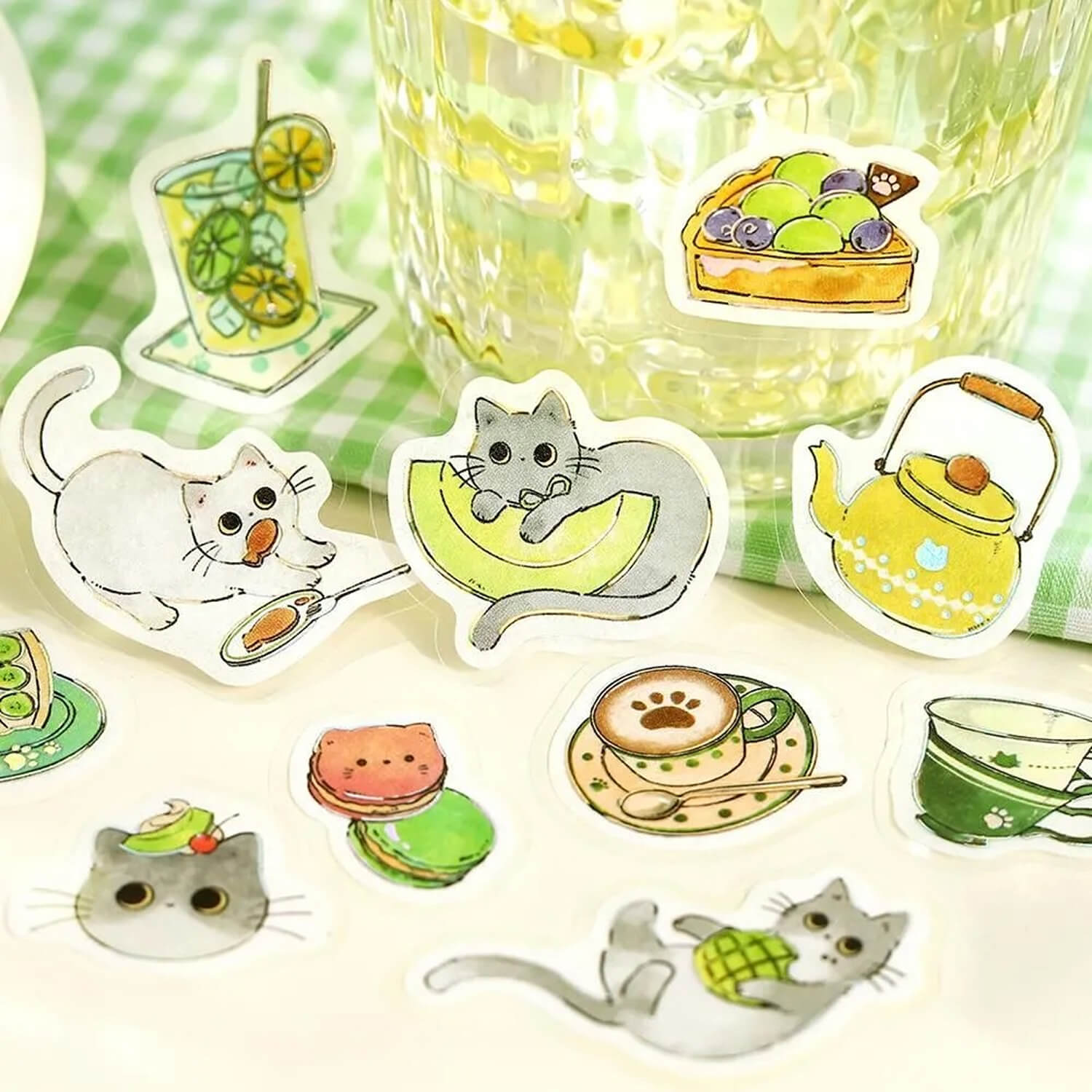 BGM Welcome Meow Foil Flake Stickers - Gray Cat Cafe