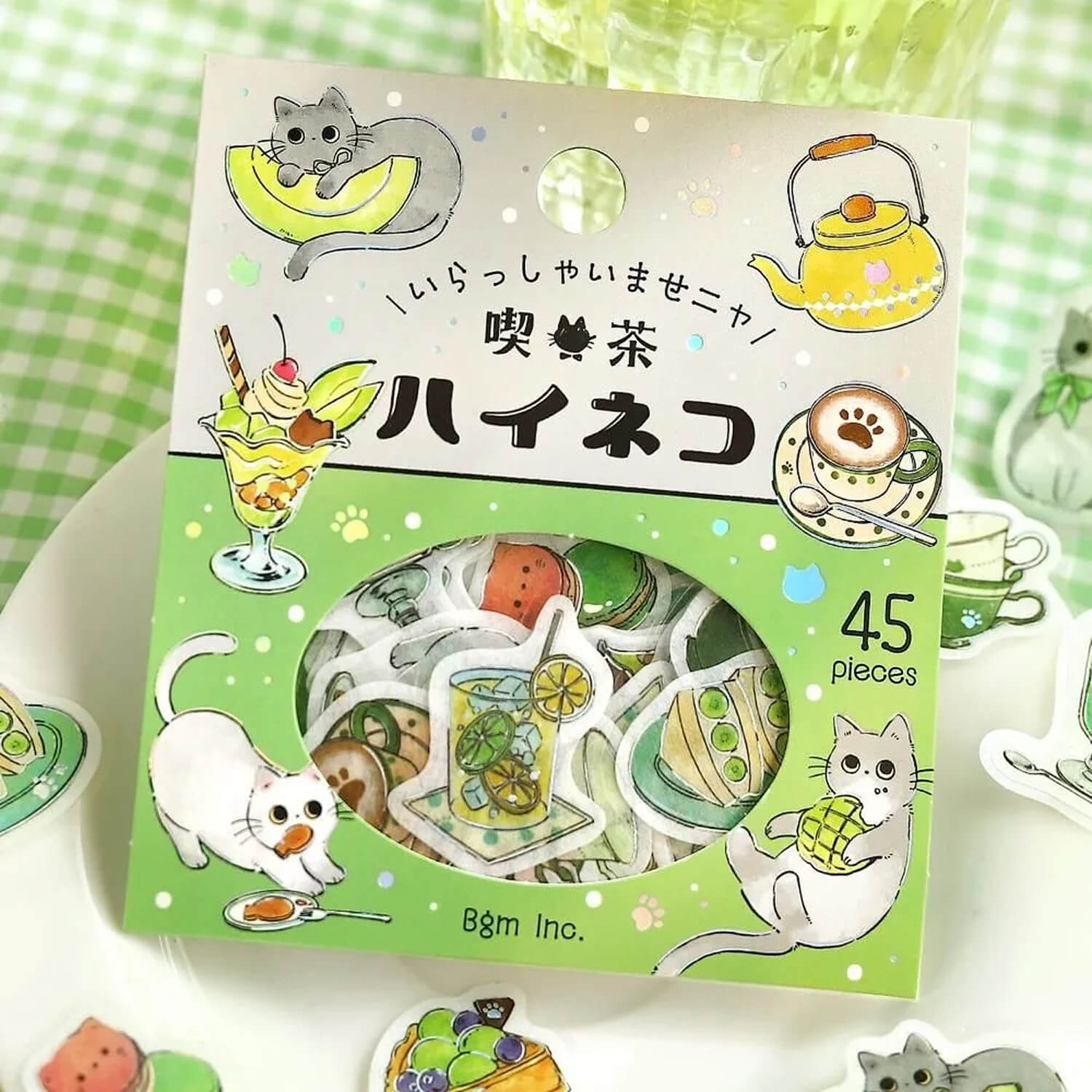 BGM Welcome Meow Foil Flake Stickers - Gray Cat Cafe