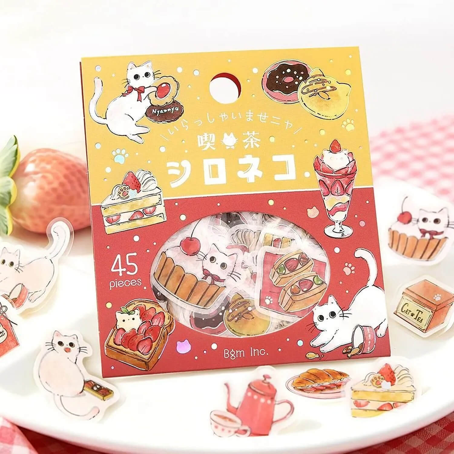 BGM Welcome Meow Foil Flake Stickers - White Cat Cafe