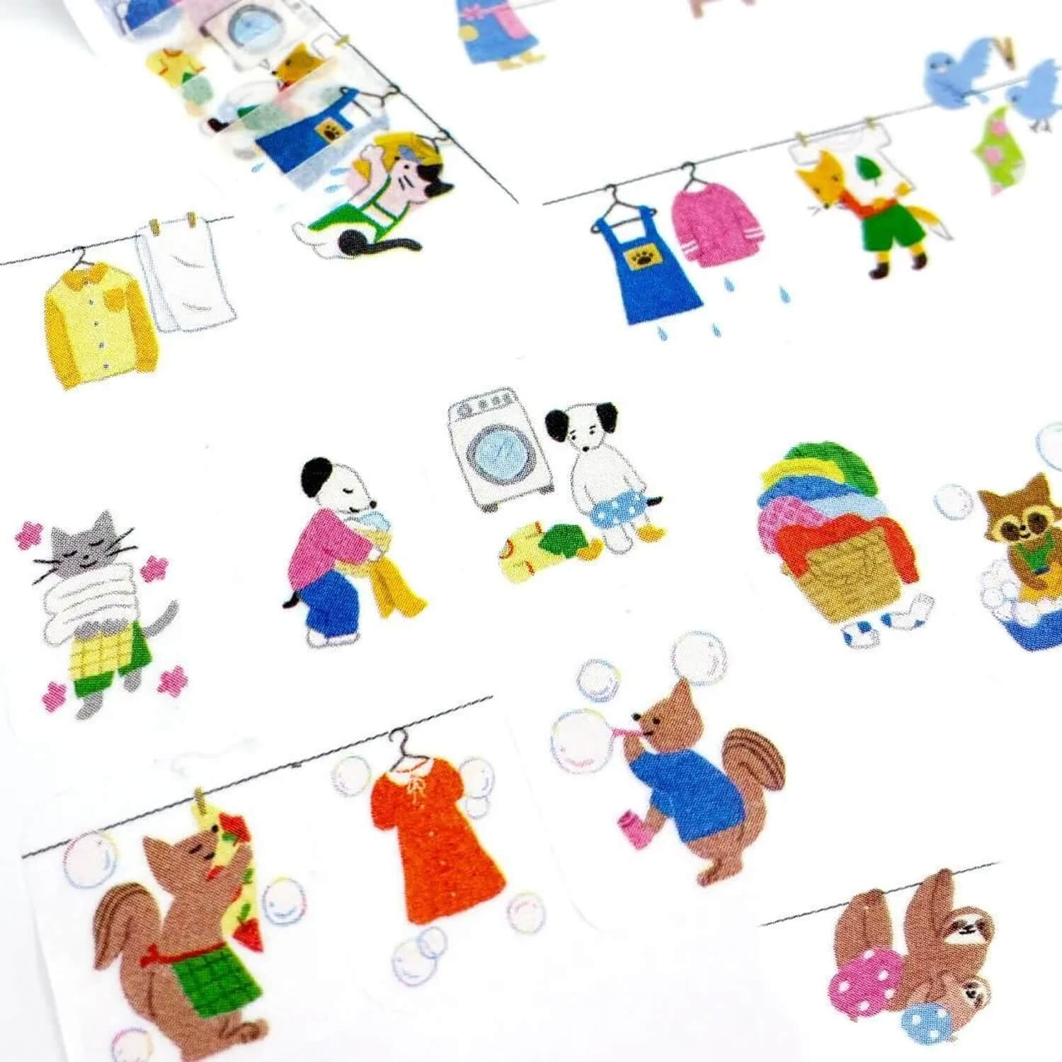 Bande Masking Roll Stickers – Laundry Together (Carefree Animals)