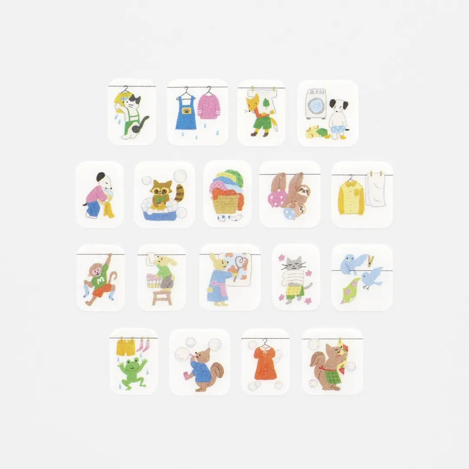Bande Masking Roll Stickers – Laundry Together (Carefree Animals)