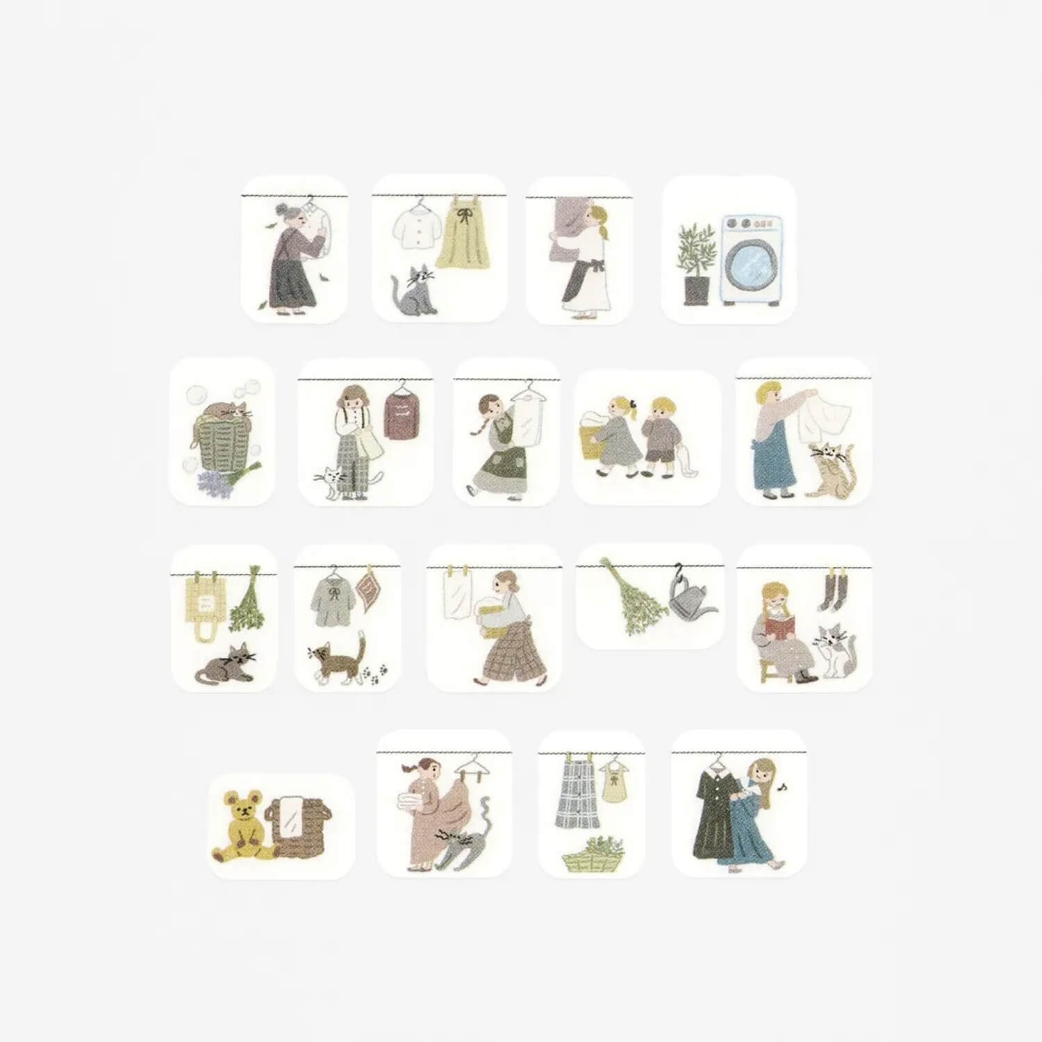 Bande Masking Roll Stickers – Laundry Together (Cat and Me)
