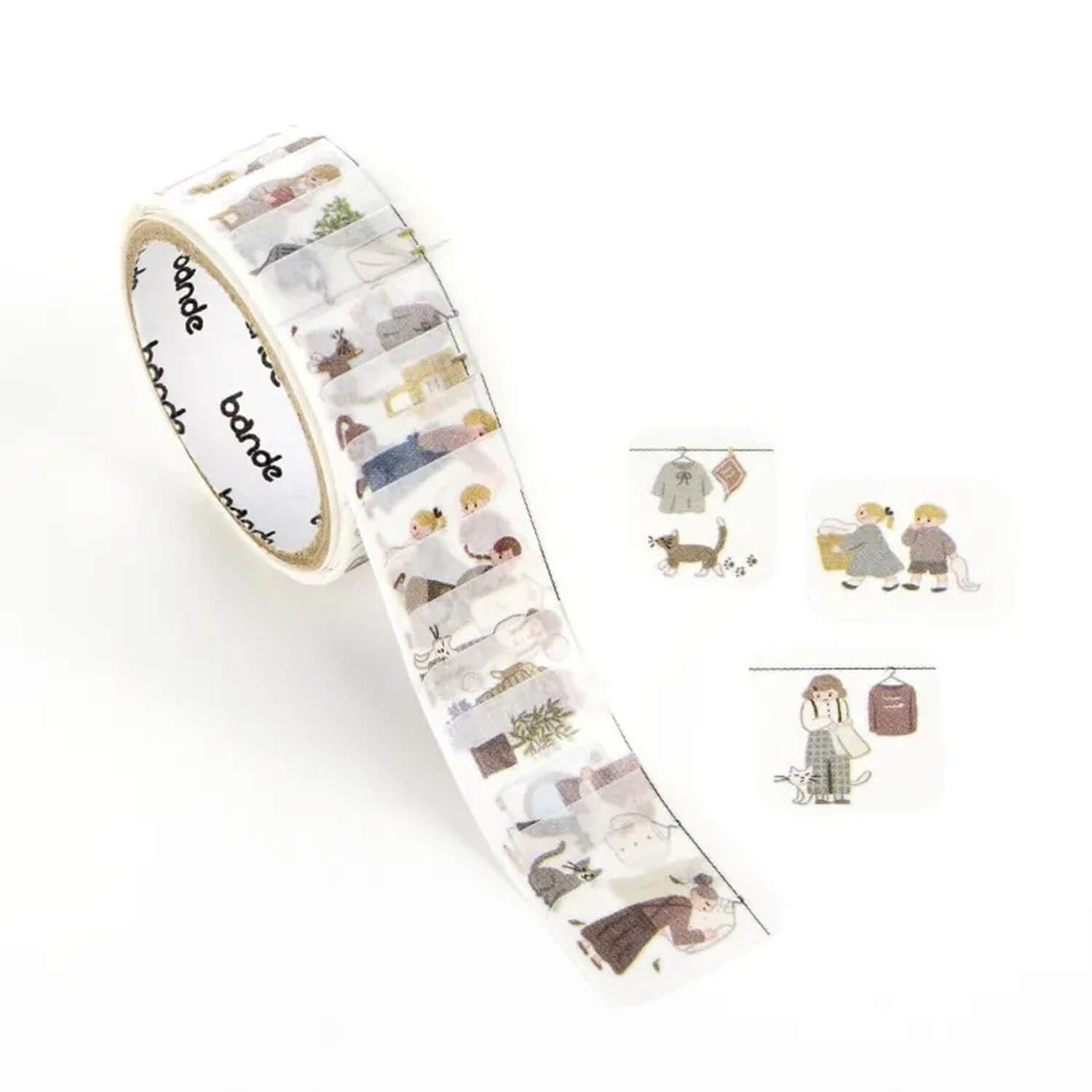 Bande Masking Roll Stickers – Laundry Together (Cat and Me)