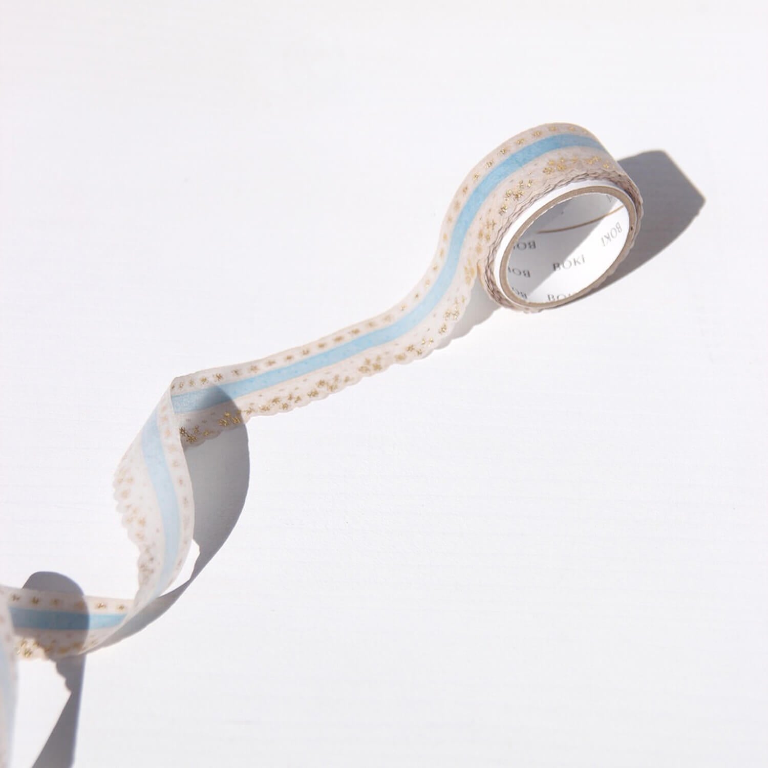 Boki Ecru Lace Gold Foil Die-cut Masking Tape - Pale Blue Dot