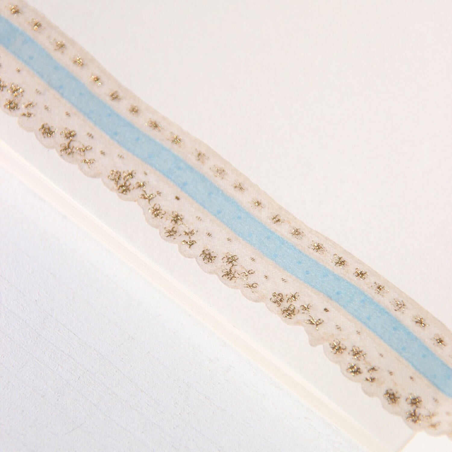Boki Ecru Lace Gold Foil Die-cut Masking Tape - Pale Blue Dot