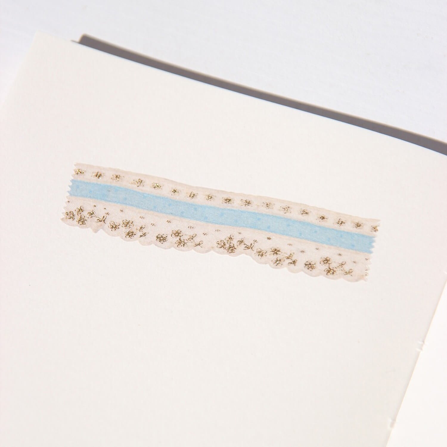 Boki Ecru Lace Gold Foil Die-cut Masking Tape - Pale Blue Dot