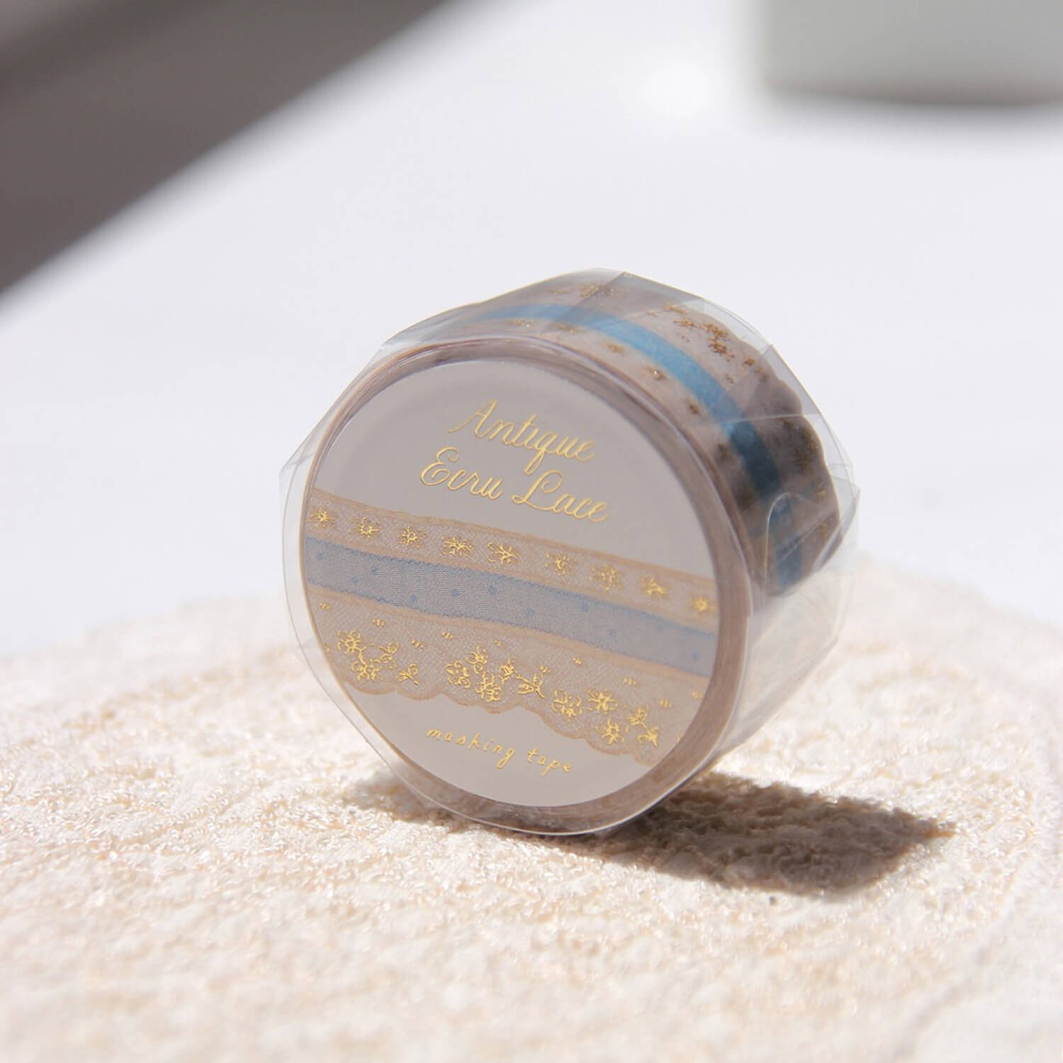 Boki Ecru Lace Gold Foil Die-cut Masking Tape - Pale Blue Dot