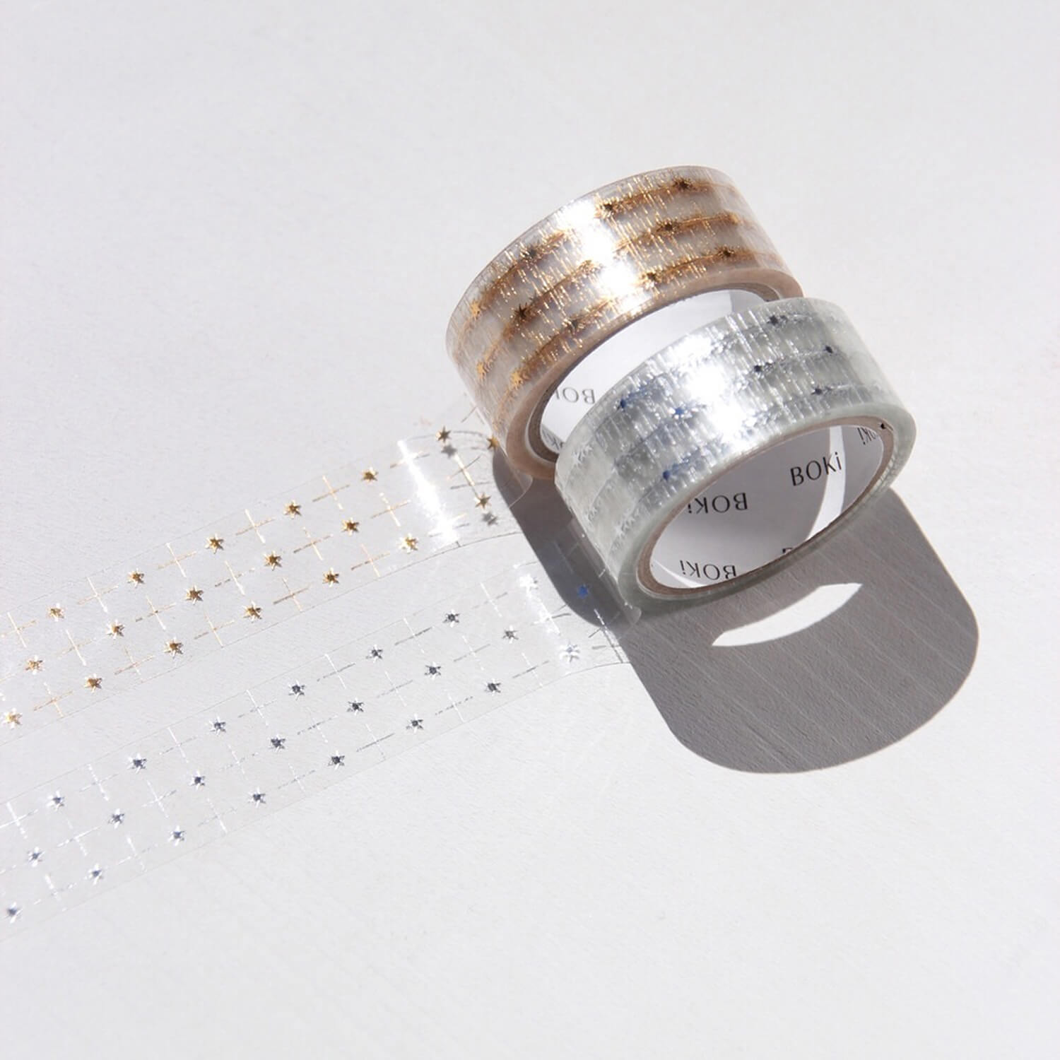 Boki Gold Foil Hand Cut Clear Tape - Starlit Grid