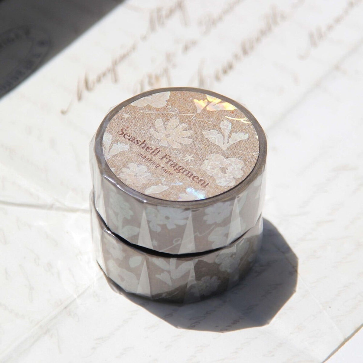 Boki Seashell Fragment Hologram Foil Masking Tape - Sandyish Flower