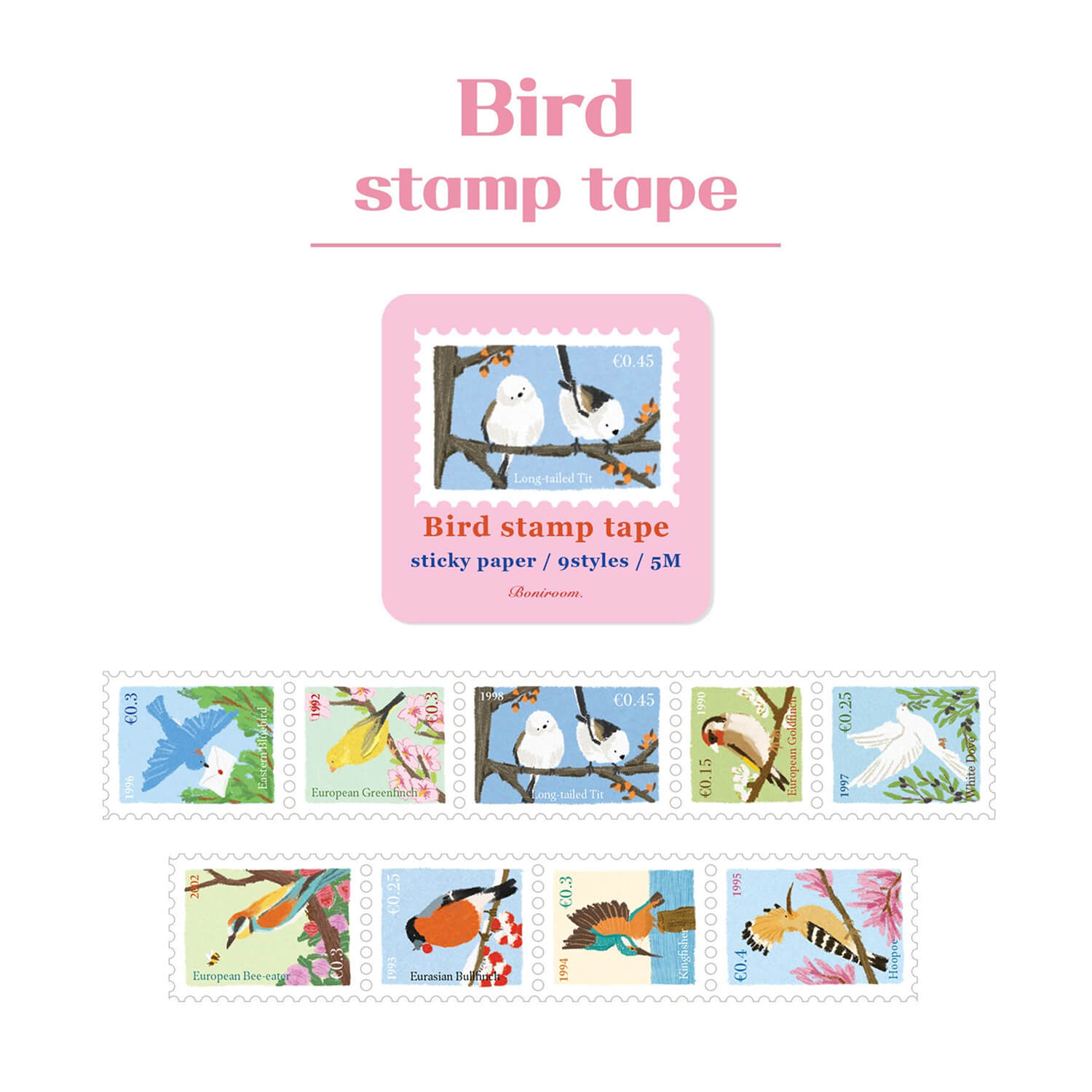 Boniroom Bird Stamp Masking Tape