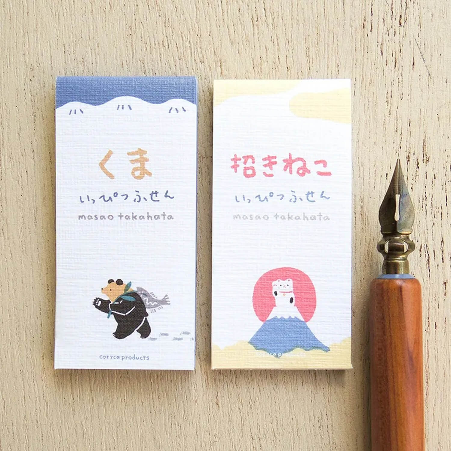 Cozyca Masao Takahata Sticky Note Set – Bear &amp; Lucky Cat