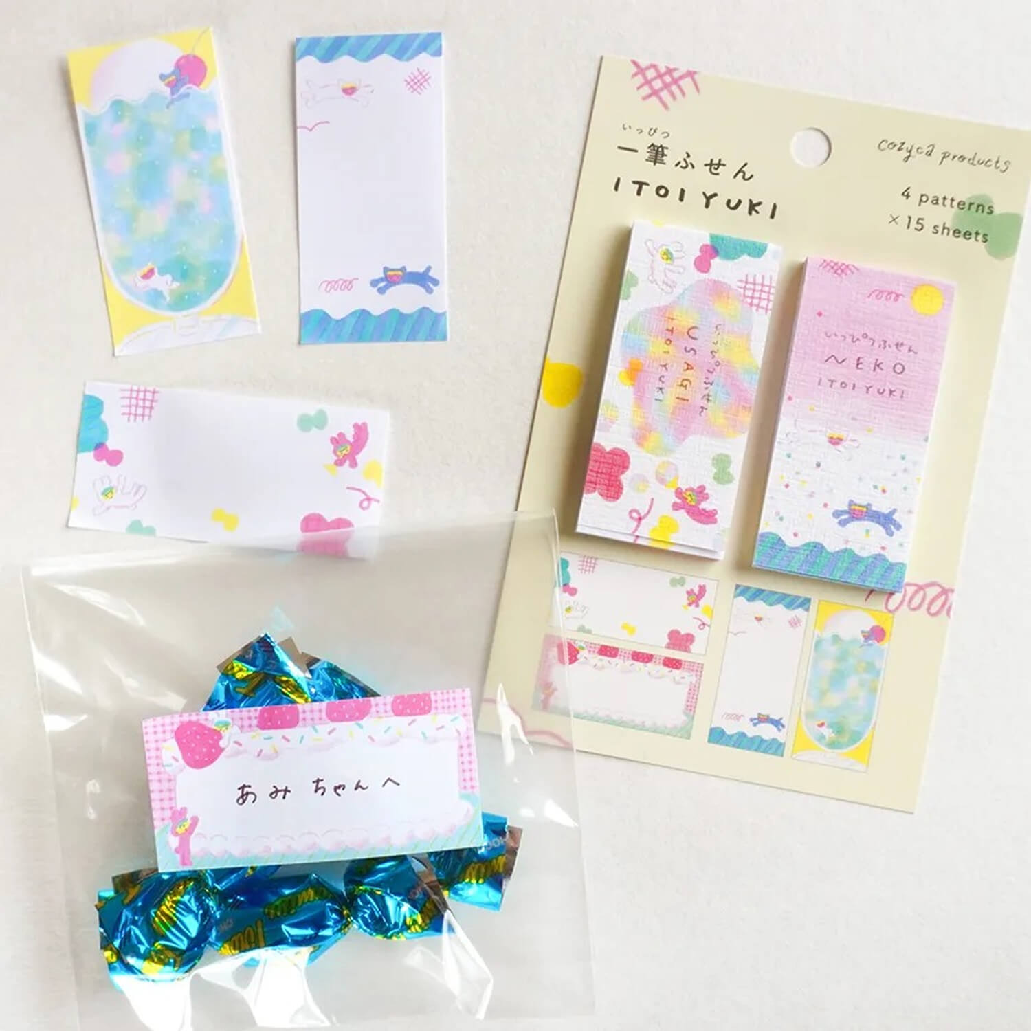 Cozyca Yuki Itoi Sticky Note Set – Rabbit &amp; Cat