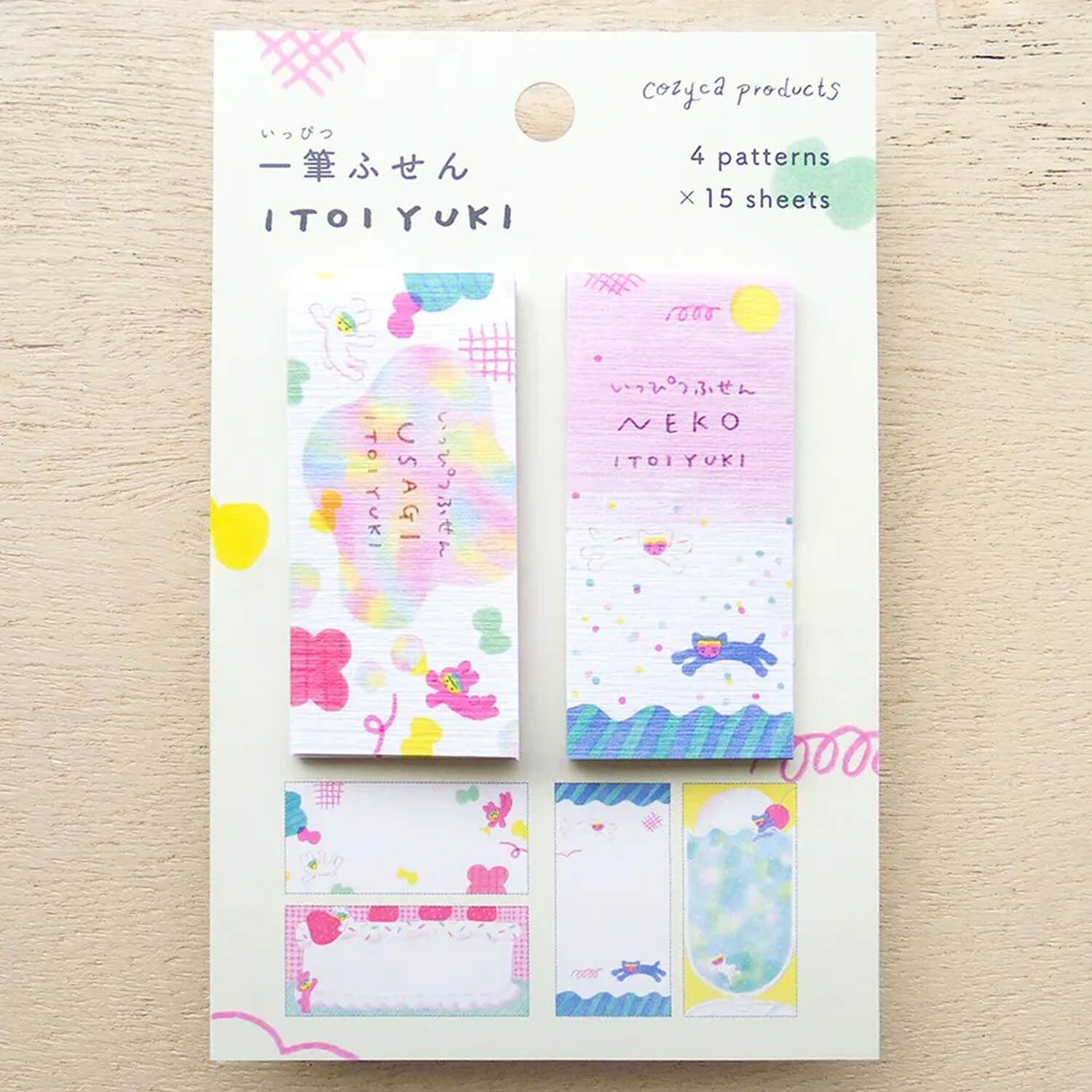Cozyca Yuki Itoi Sticky Note Set – Rabbit &amp; Cat