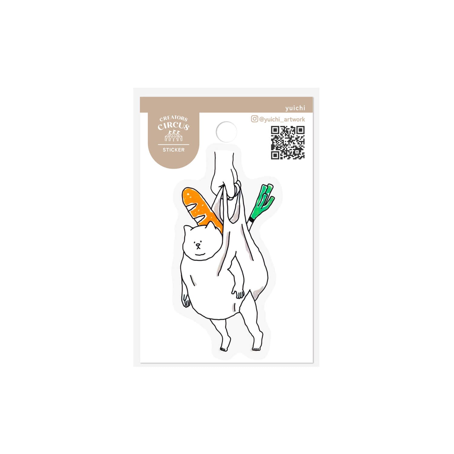 Creators Circus x Yuichi Die-cut Sticker – Shopping Bag Cat
