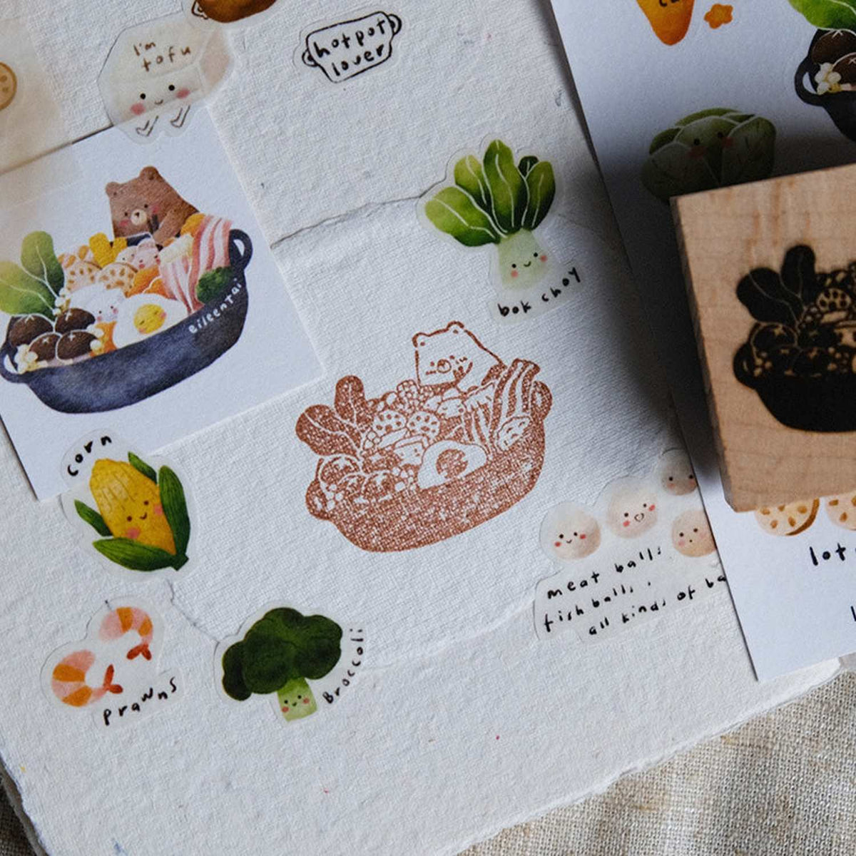 Eileen Tai Studio Rubber Stamp - Hotpot Bear