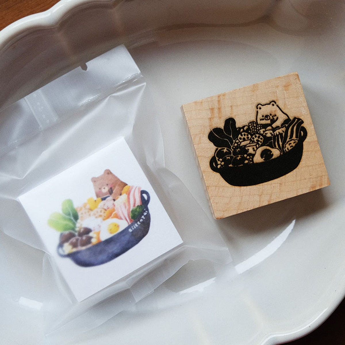 Eileen Tai Studio Rubber Stamp - Hotpot Bear