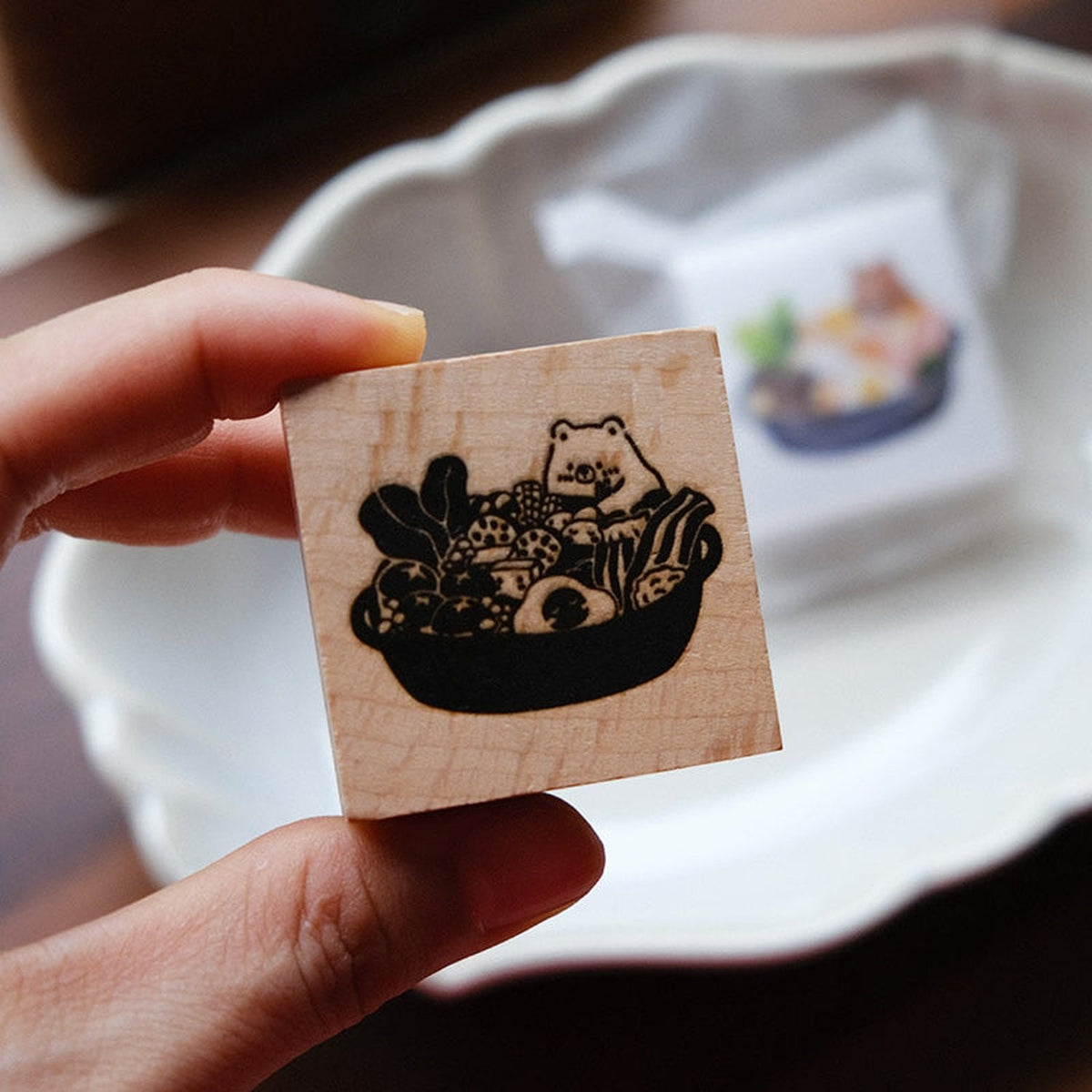 Eileen Tai Studio Rubber Stamp - Hotpot Bear