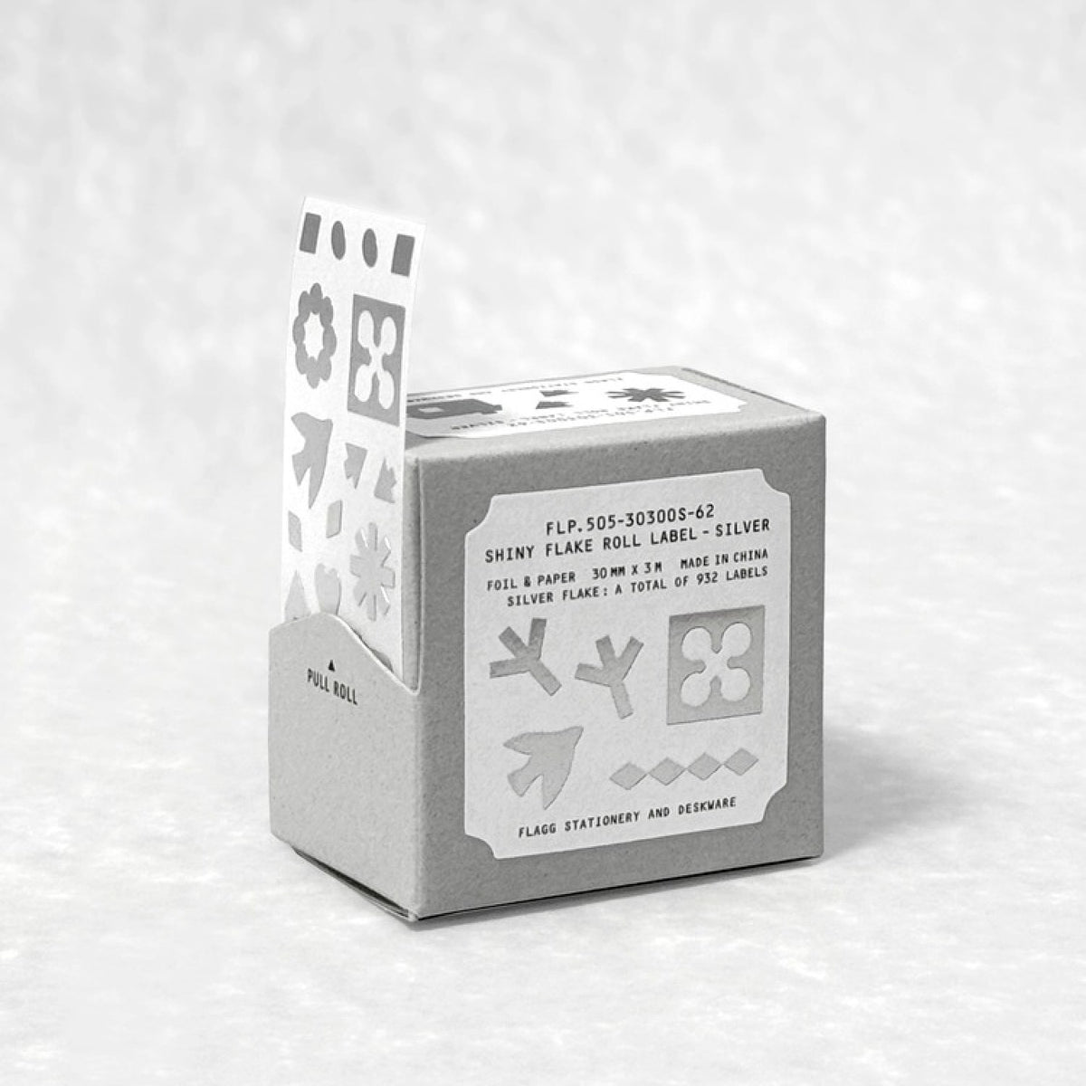 Flagg Shiny Flake Roll Label – Silver