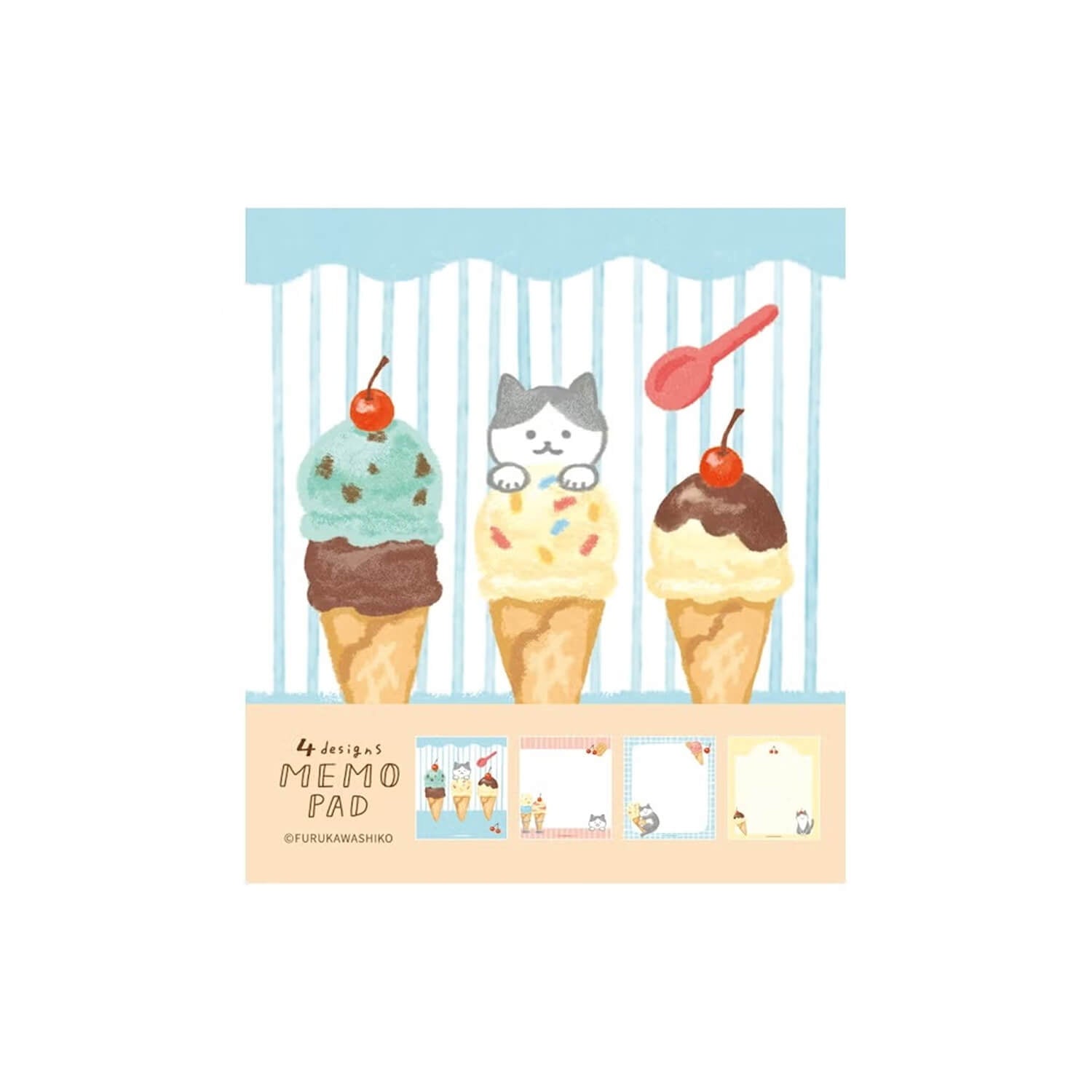 Furukawa Shiko Memo Pad - Cat and Ice Cream
