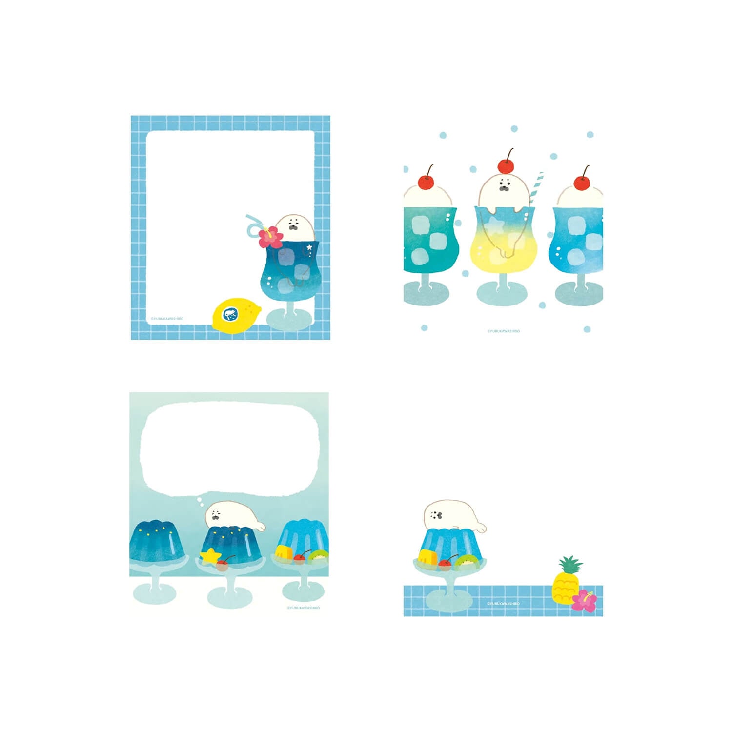 Furukawa Shiko Sweets Animal Workshop Memo Pad - Soda Seal