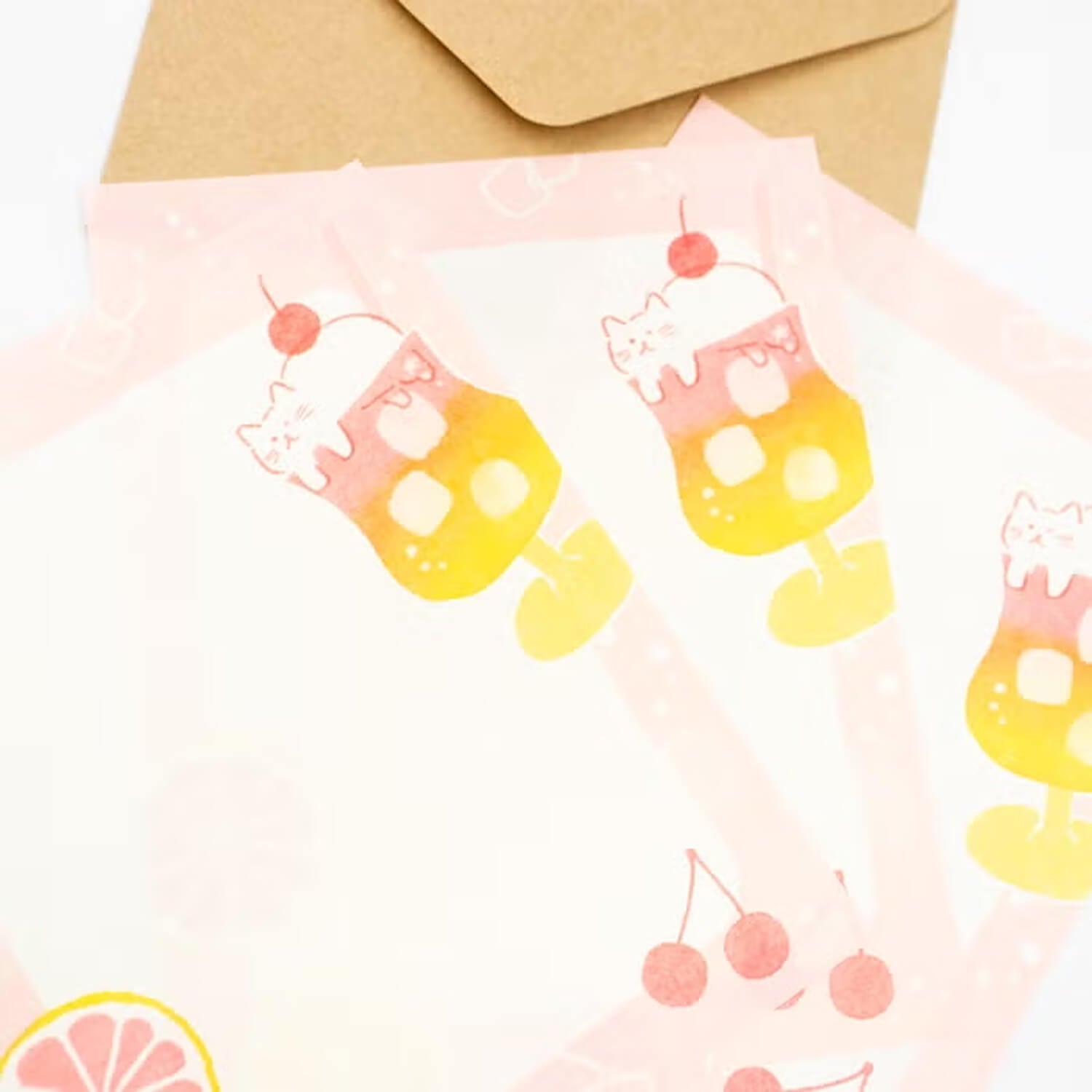 Furukawa Shiko Sweets Animal Workshop Nagomi Washi Letter Set - Soda Kitty