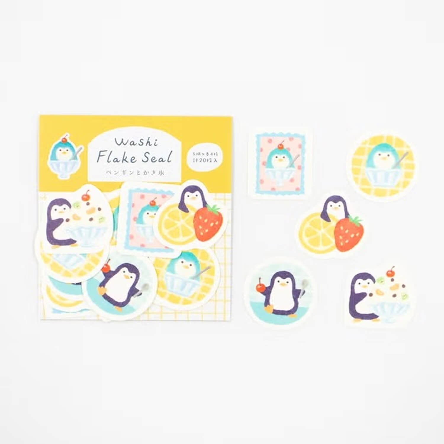 (Limited) Furukawa Shiko Washi Flake Stickers - Penguin and Shaved Ice