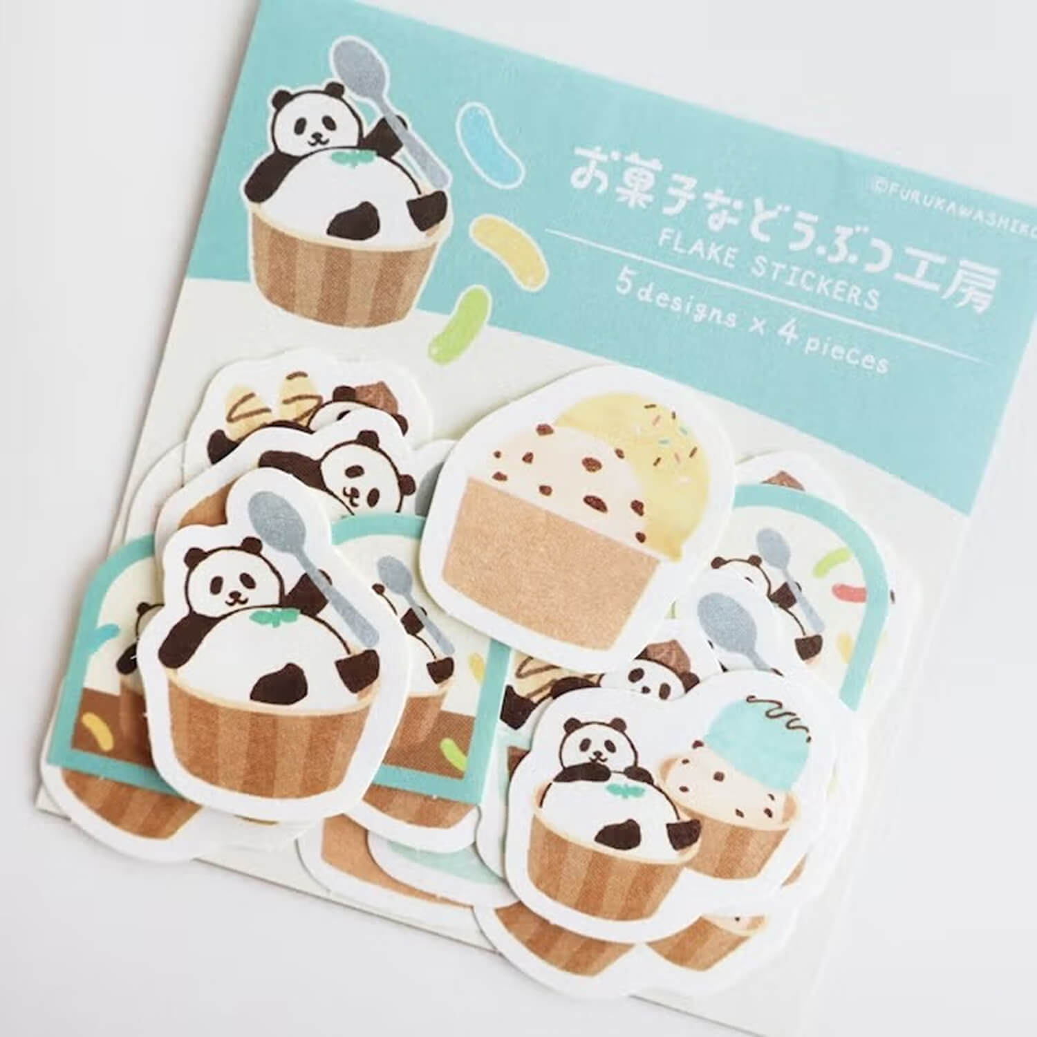 Furukawashiko Washi Flake Stickers – Relaxing Panda