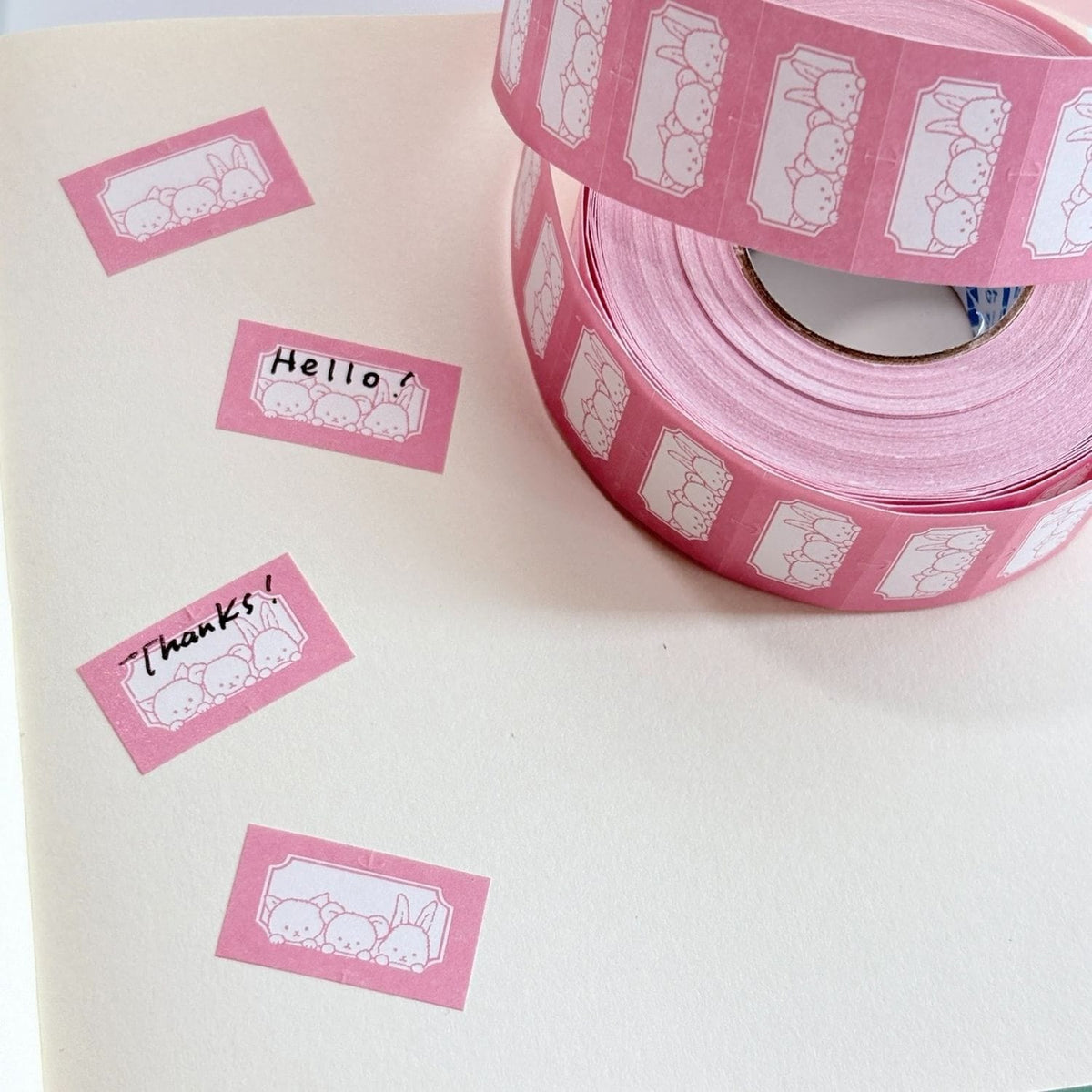Happy Seed Plush Friends Label Stickers – Pink