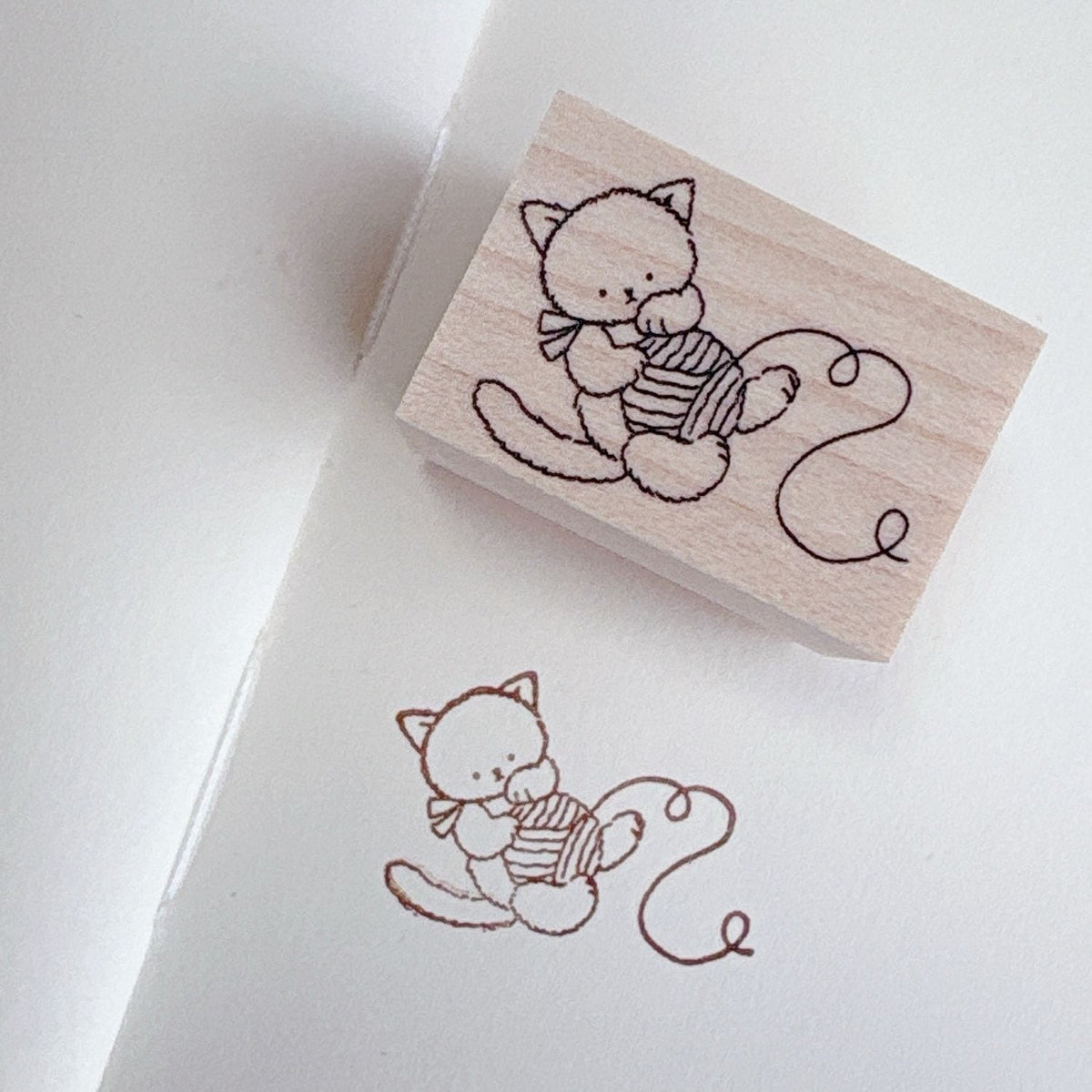 Happy Seed Stamp – Plush Cat with Yarn