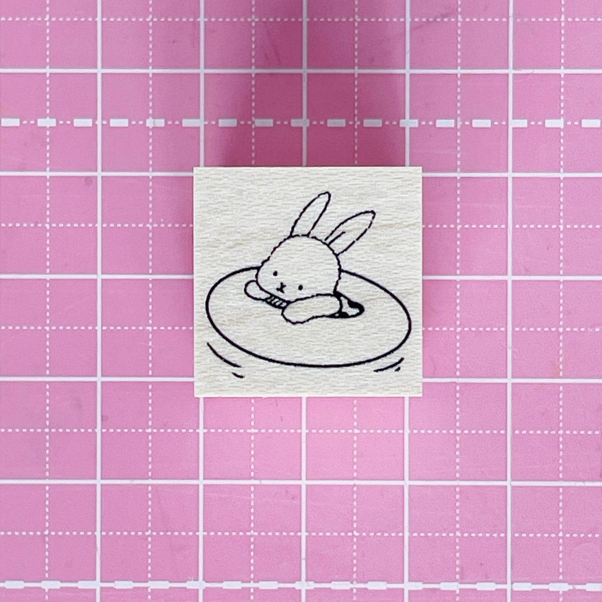 Happy Seed Stamp – Plush Rabbit with Swim Ring