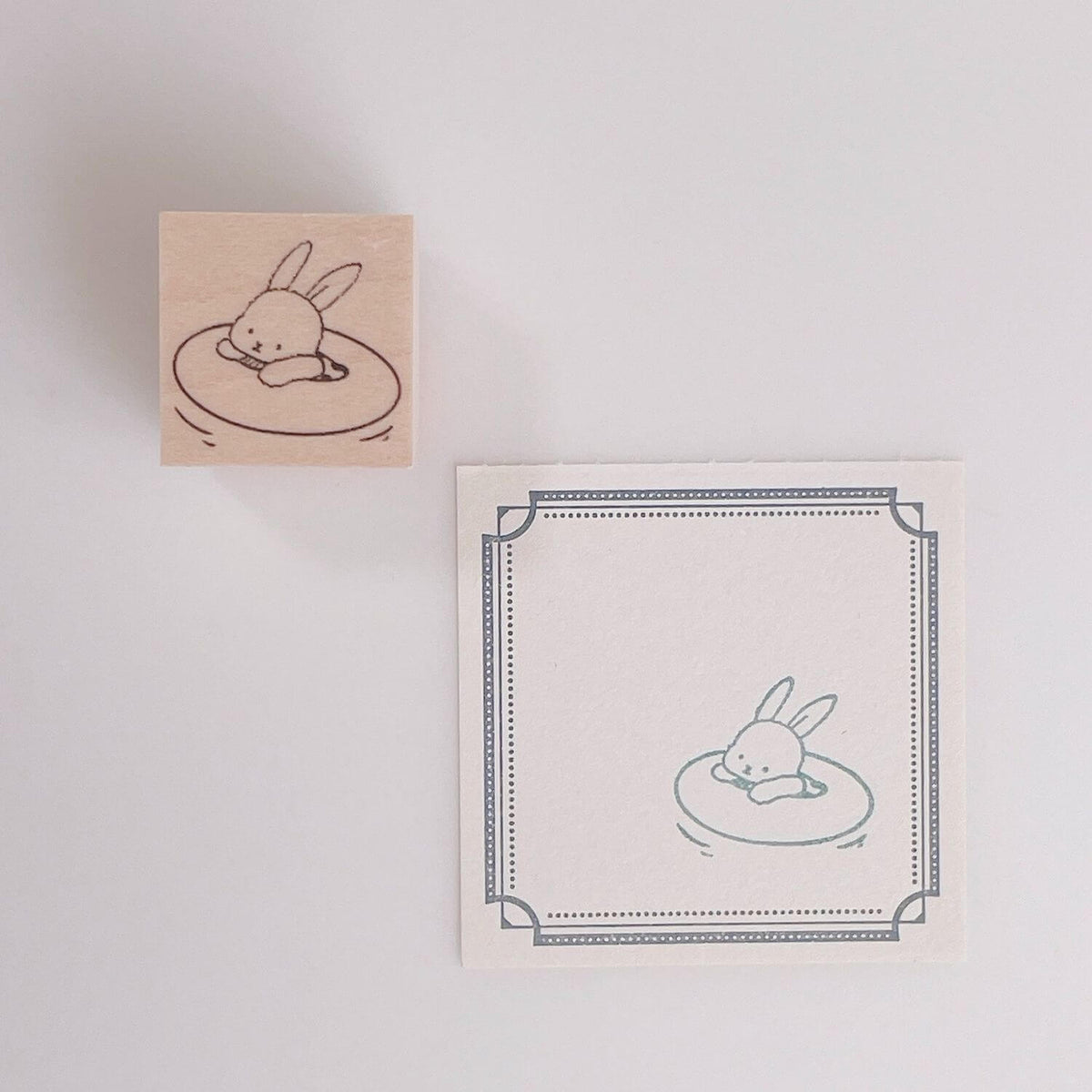 Happy Seed Stamp – Plush Rabbit with Swim Ring