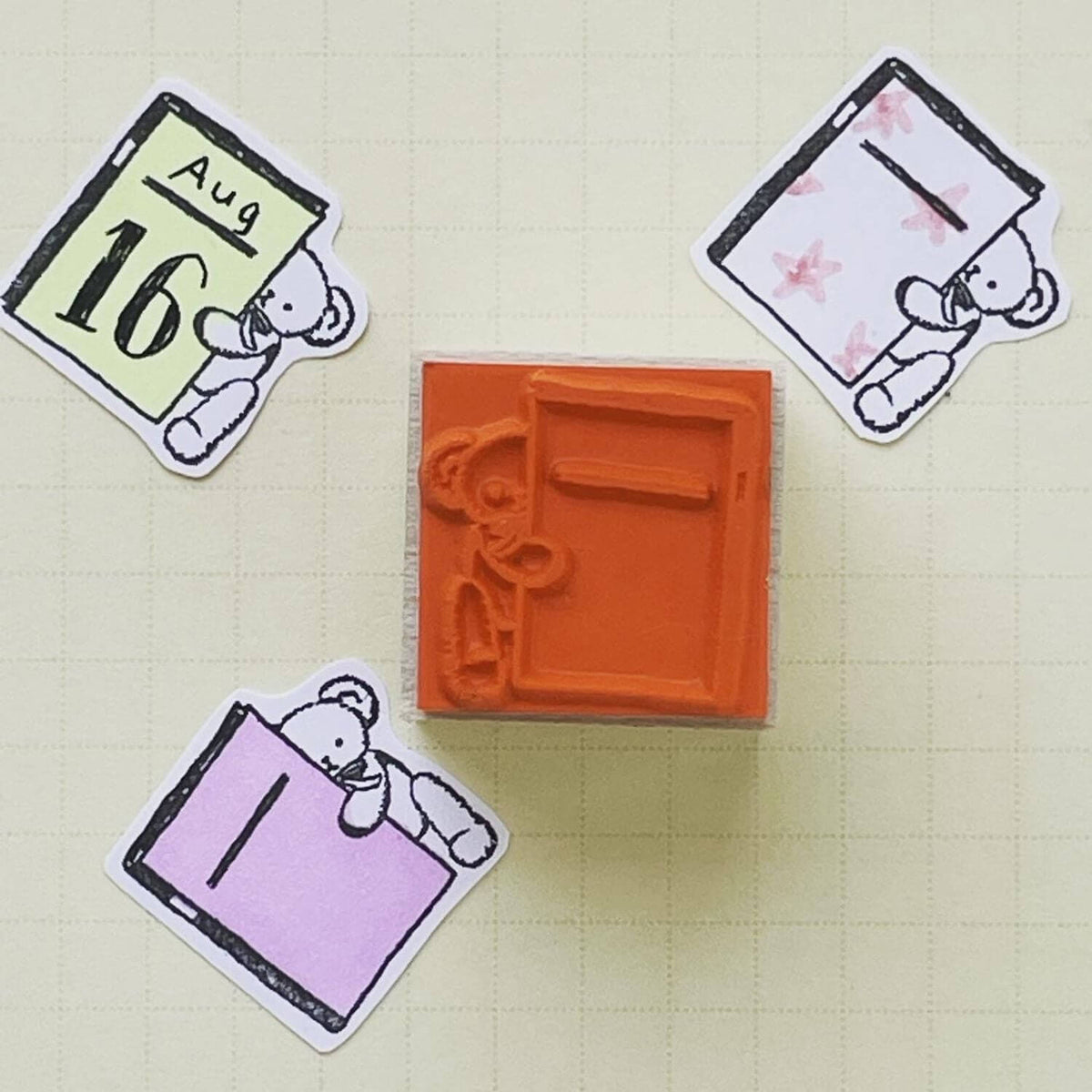 Happy Seed Stamp – Teddy Bear with Notebook