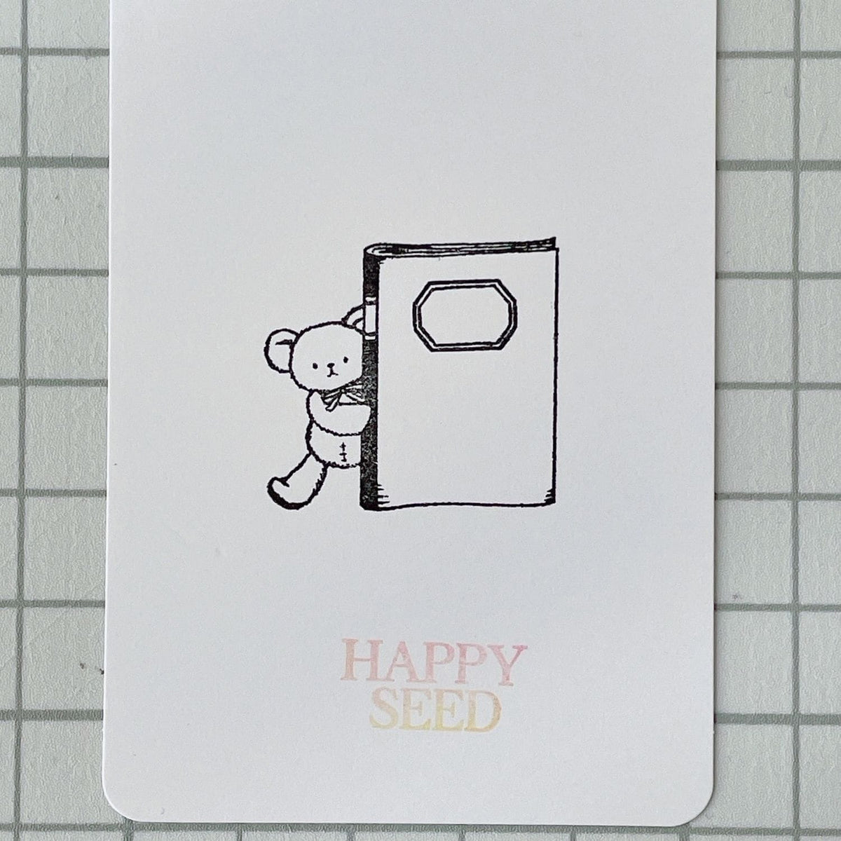Happy Seed Stamp – Teddy Bear with Notebook, Large