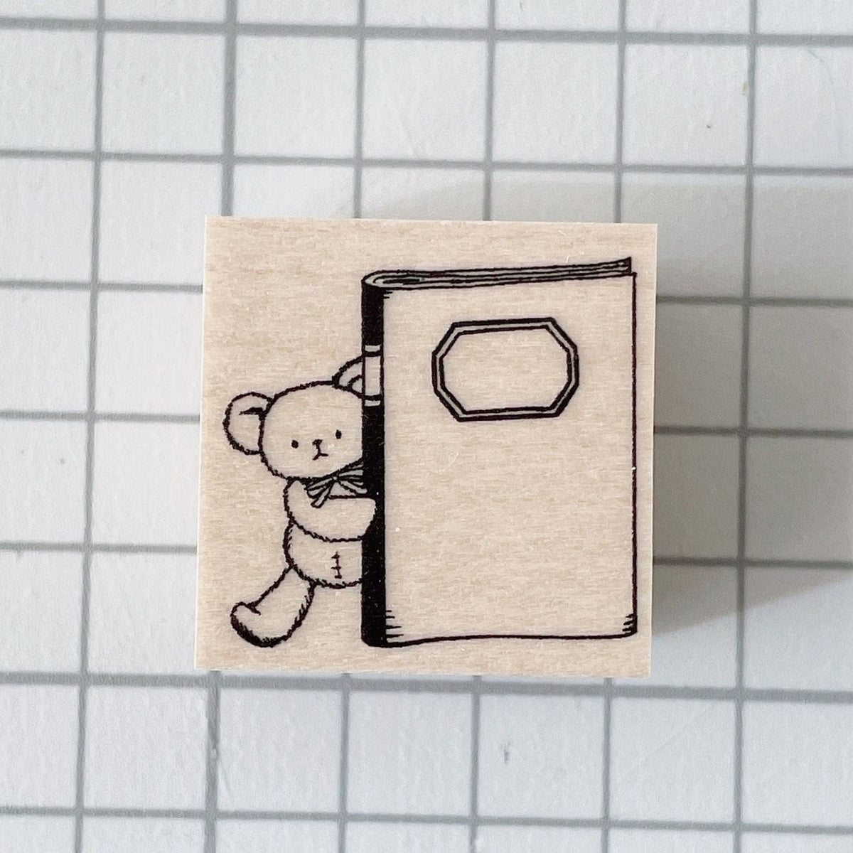 Happy Seed Stamp – Teddy Bear with Notebook, Large