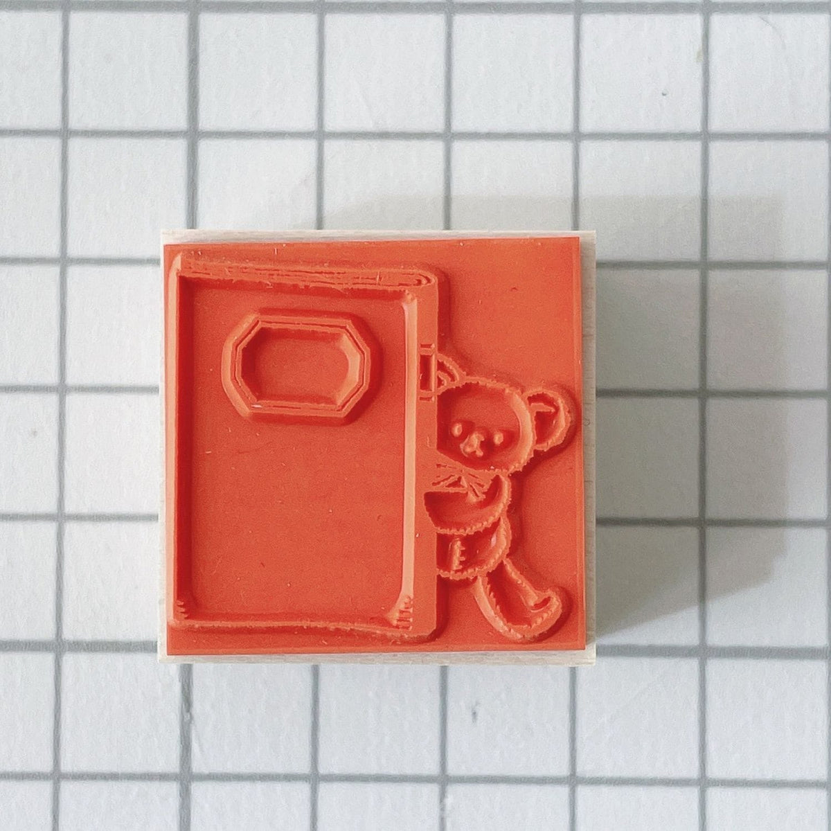 Happy Seed Stamp – Teddy Bear with Notebook, Large