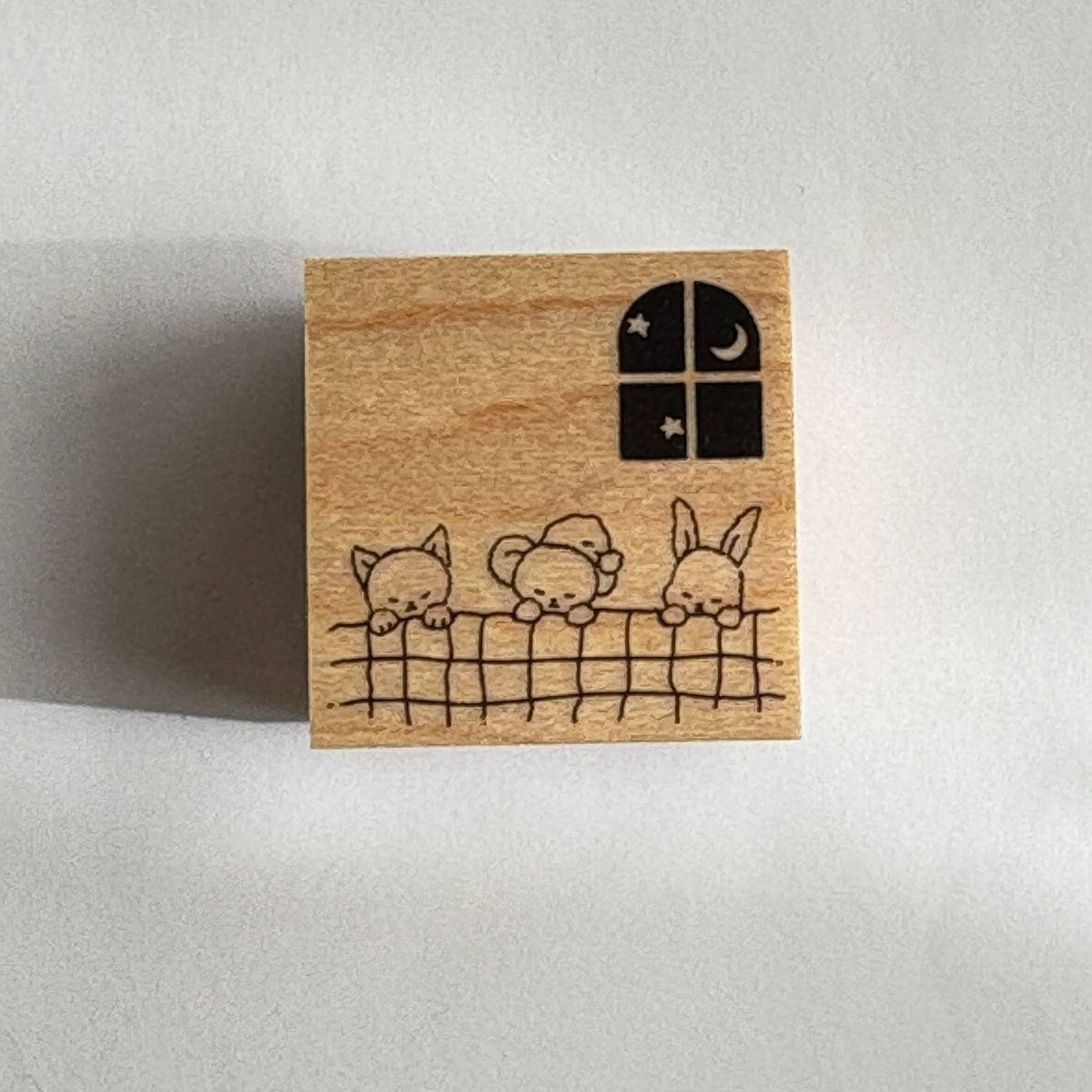 Happy Seed Stamp – Three Plush Friends at Night