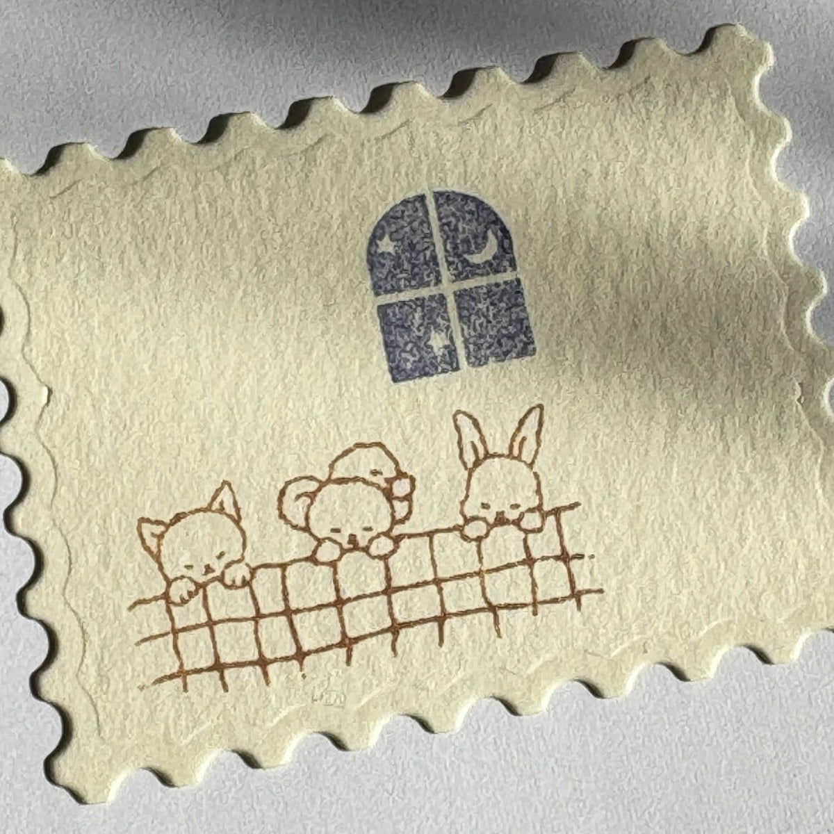 Happy Seed Stamp – Three Plush Friends at Night