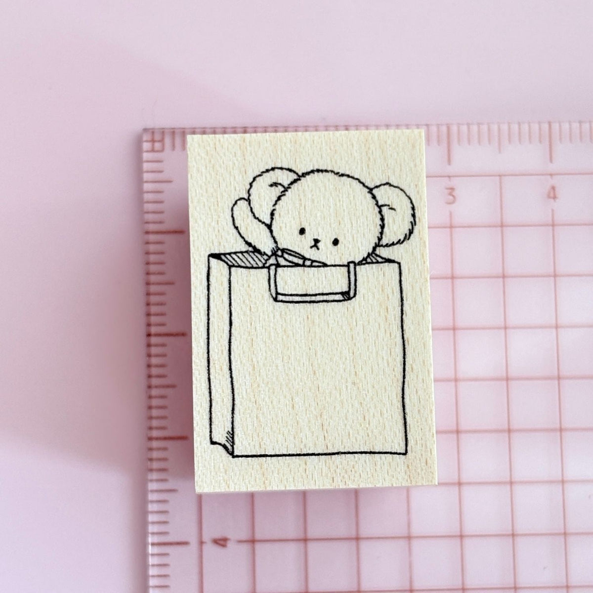 Happy Seed Stamp – nono the Bear in a Paper Bag