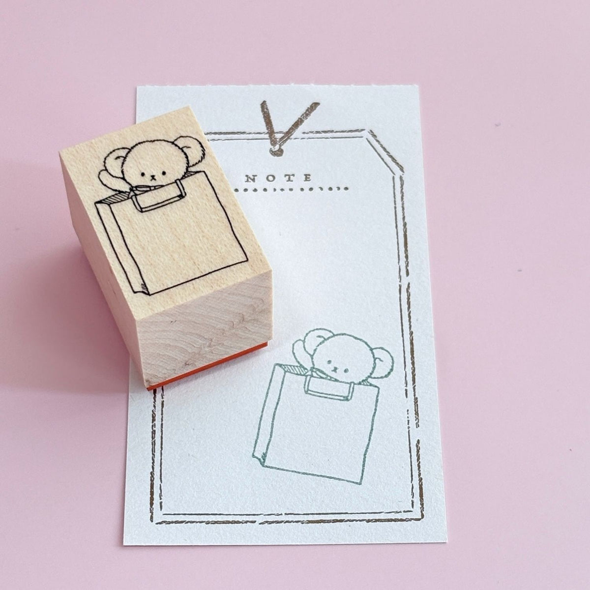 Happy Seed Stamp – nono the Bear in a Paper Bag