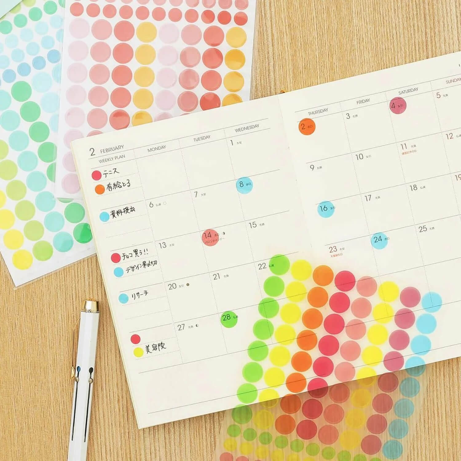 Hightide Penco Removable See-Through Dot Sticker - Neon