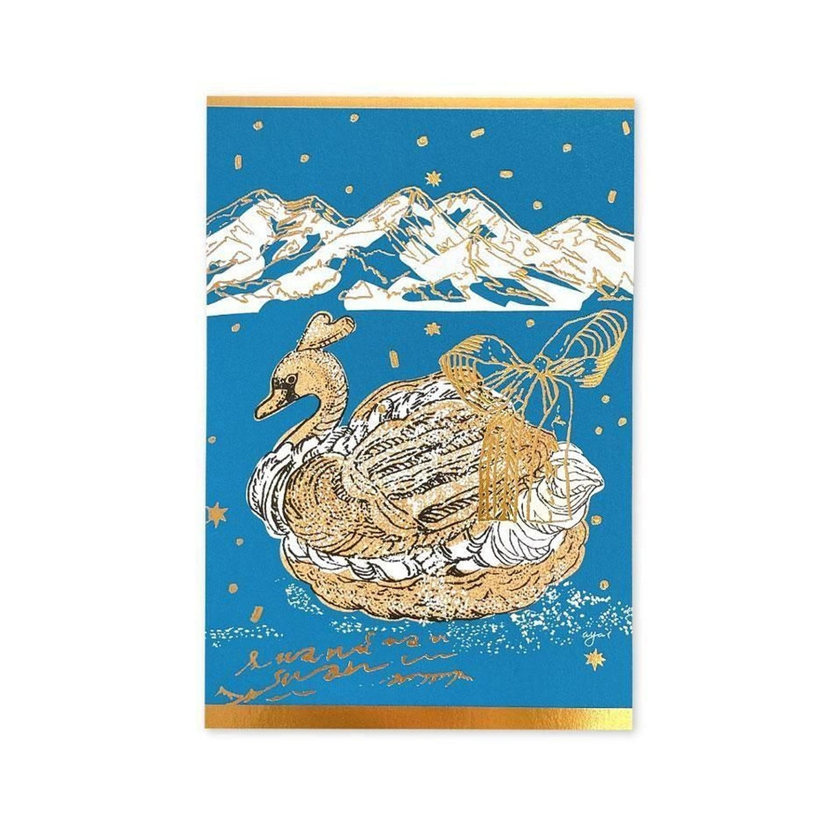 Inoue Aya Foil Postcard – Swan Cream Puff